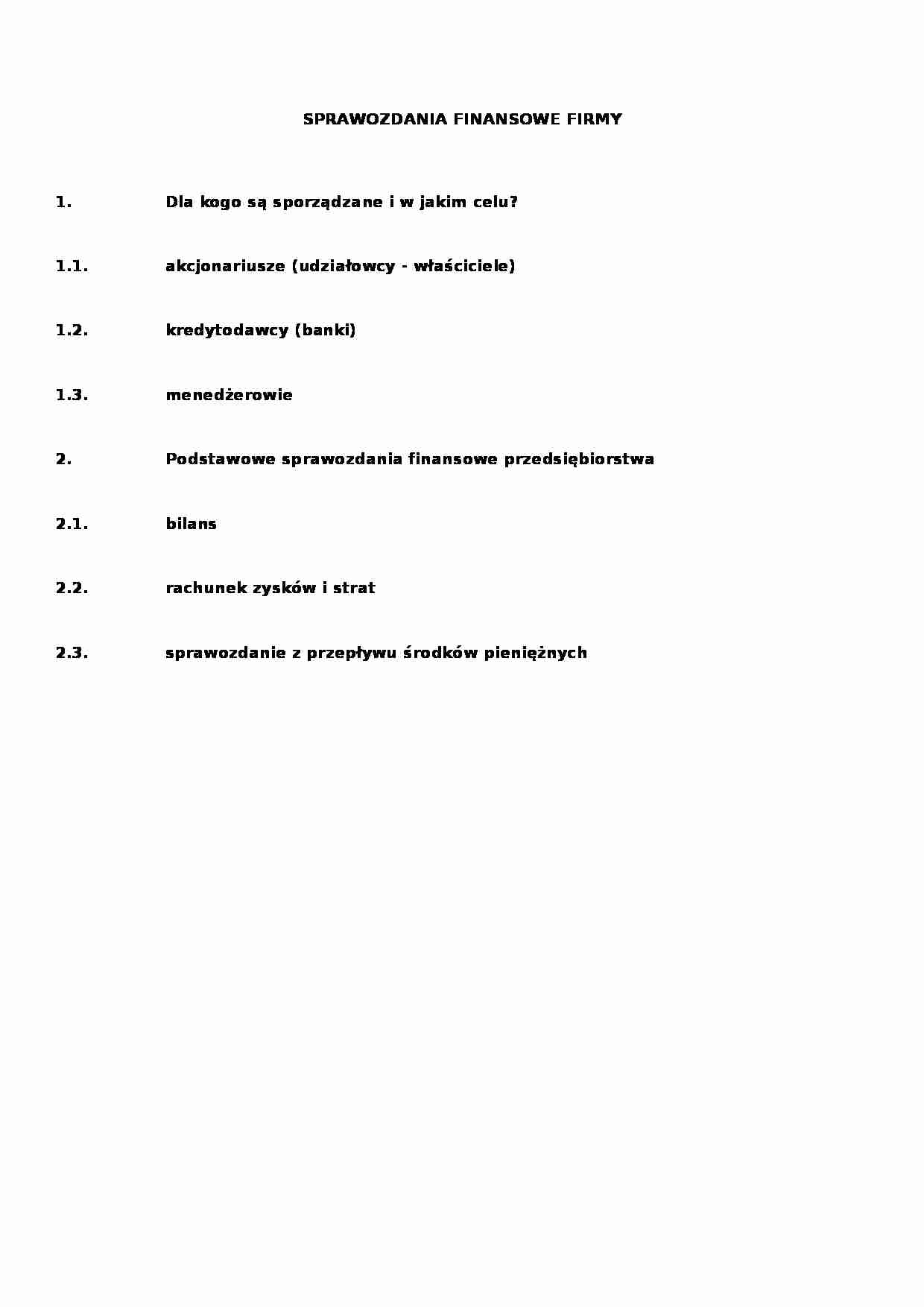 Sprawozdania finansowe firmy - strona 1