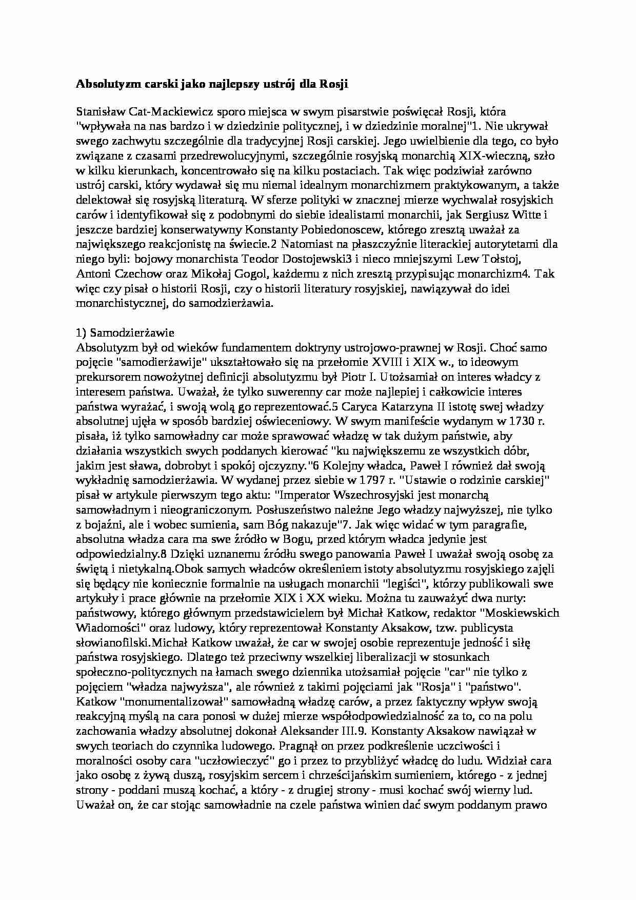 Ustrój Rosji - absolutyzm carski - strona 1