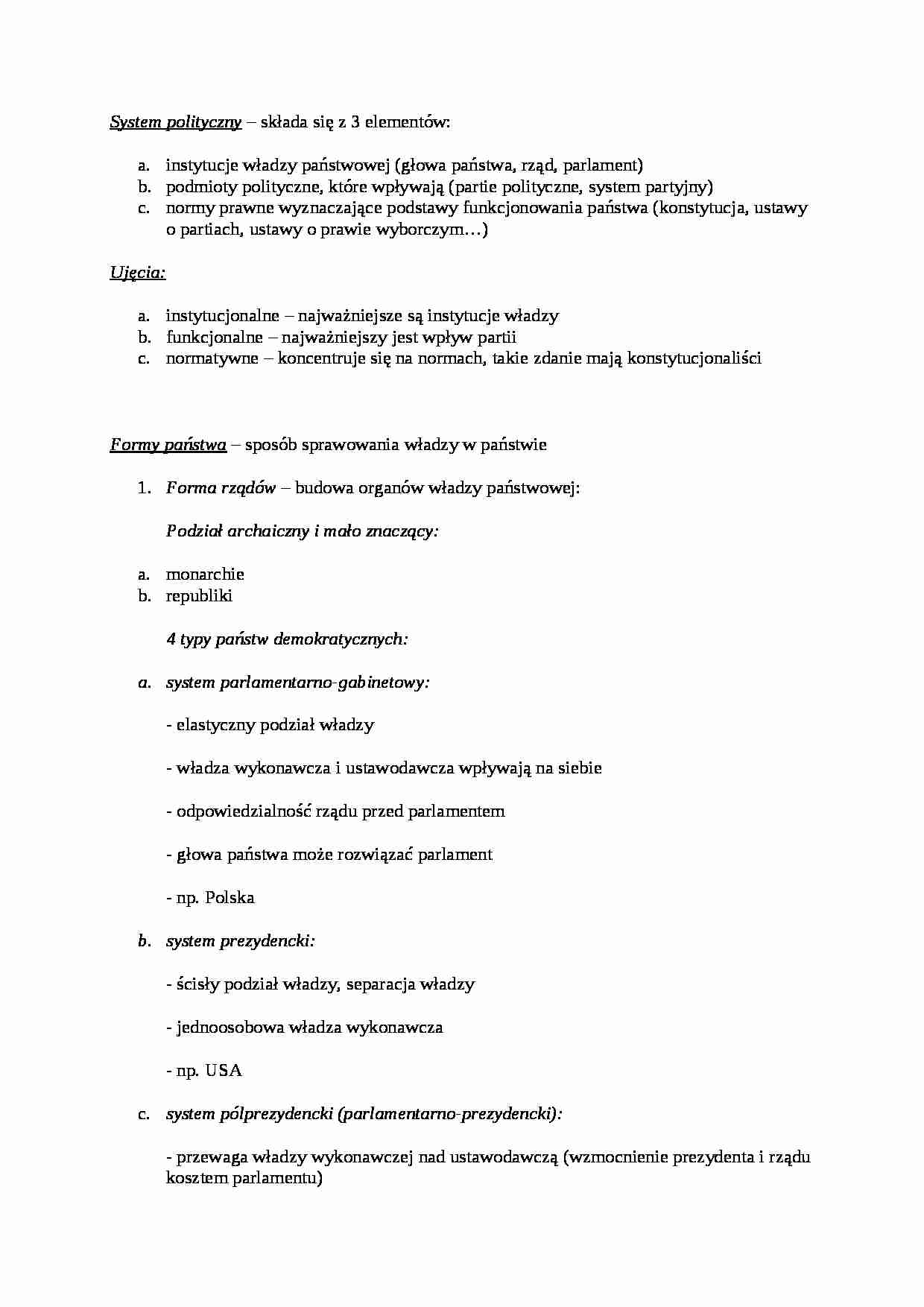 Współczesne systemy polityczne - strona 1