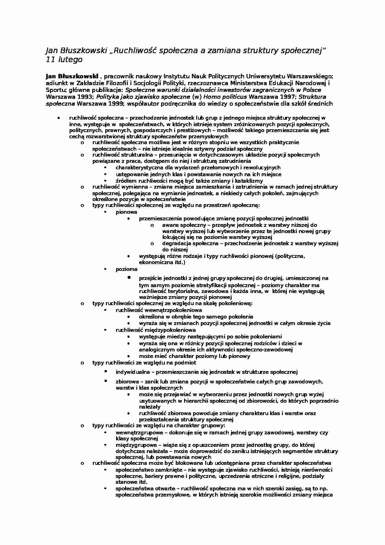 „Ruchliwość społeczna a zamiana struktury społecznej” - strona 1