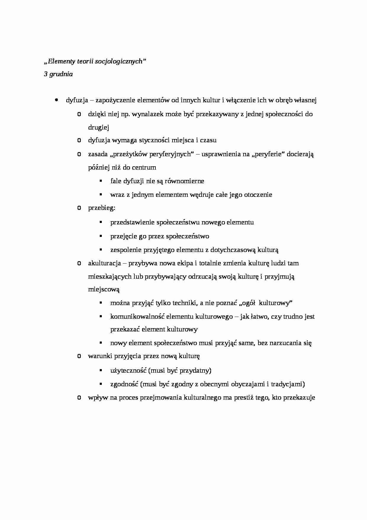 Elementy teorii socjologicznych - strona 1