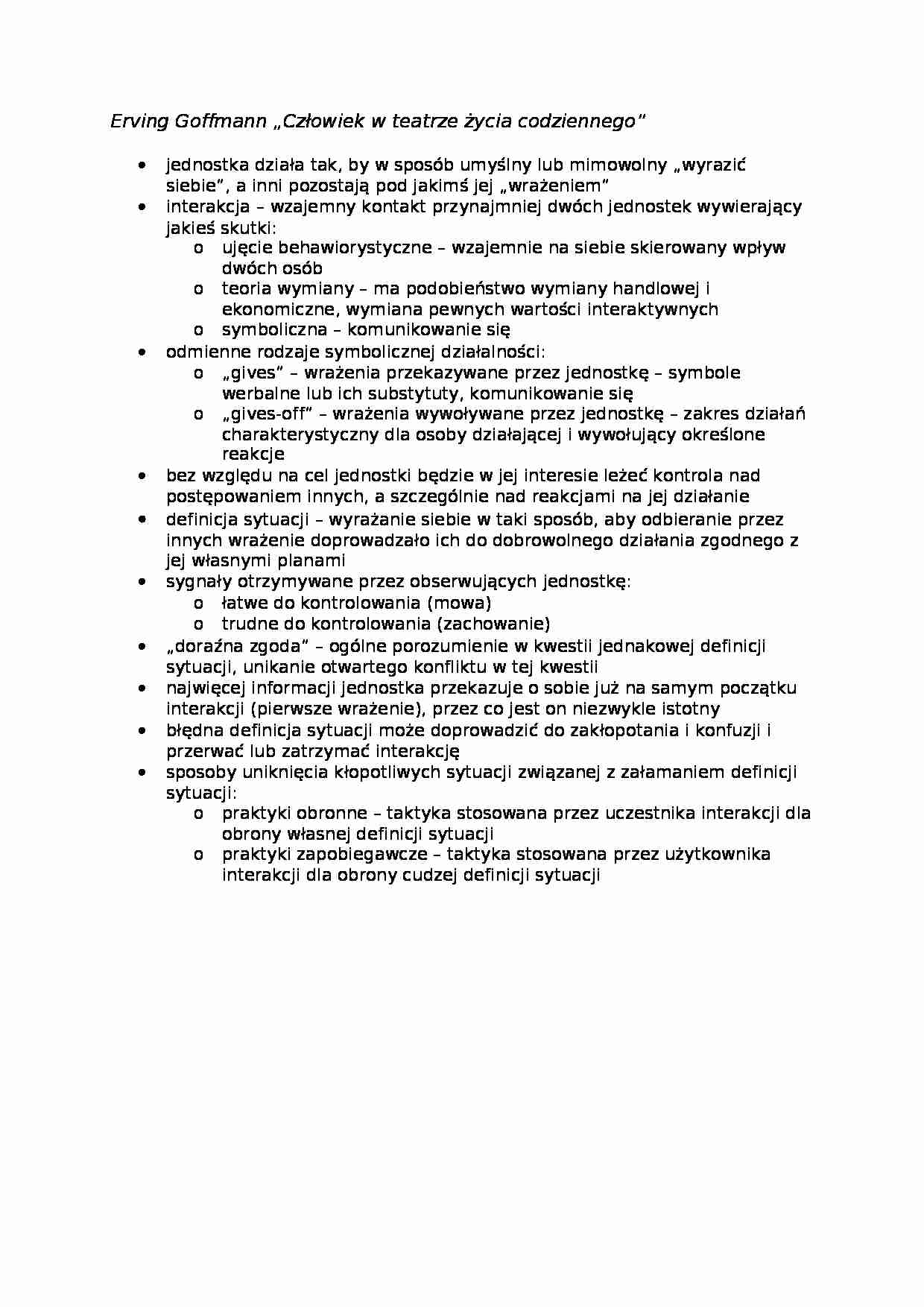 Erving Goffmann - poglądy - strona 1