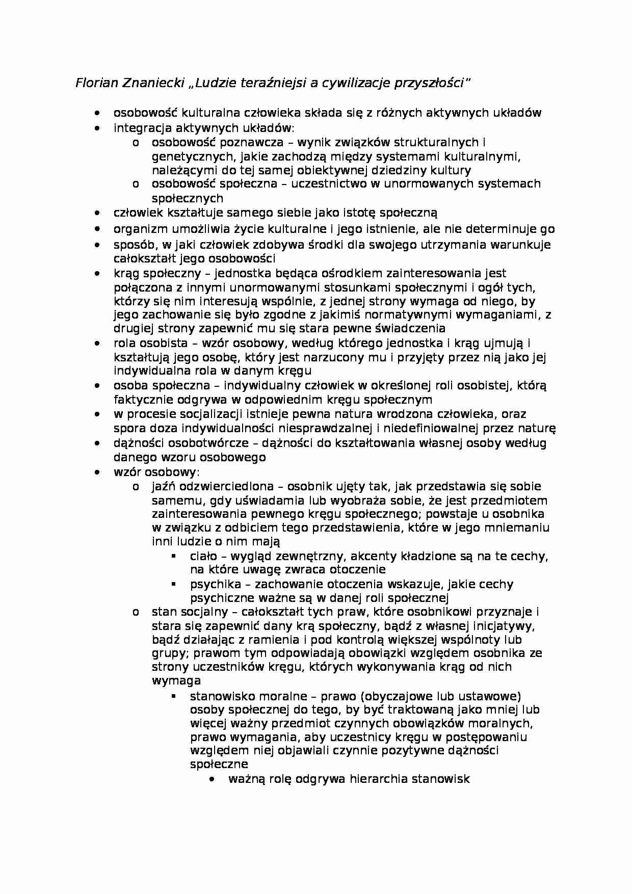 Florian Znaniecki - poglądy - strona 1