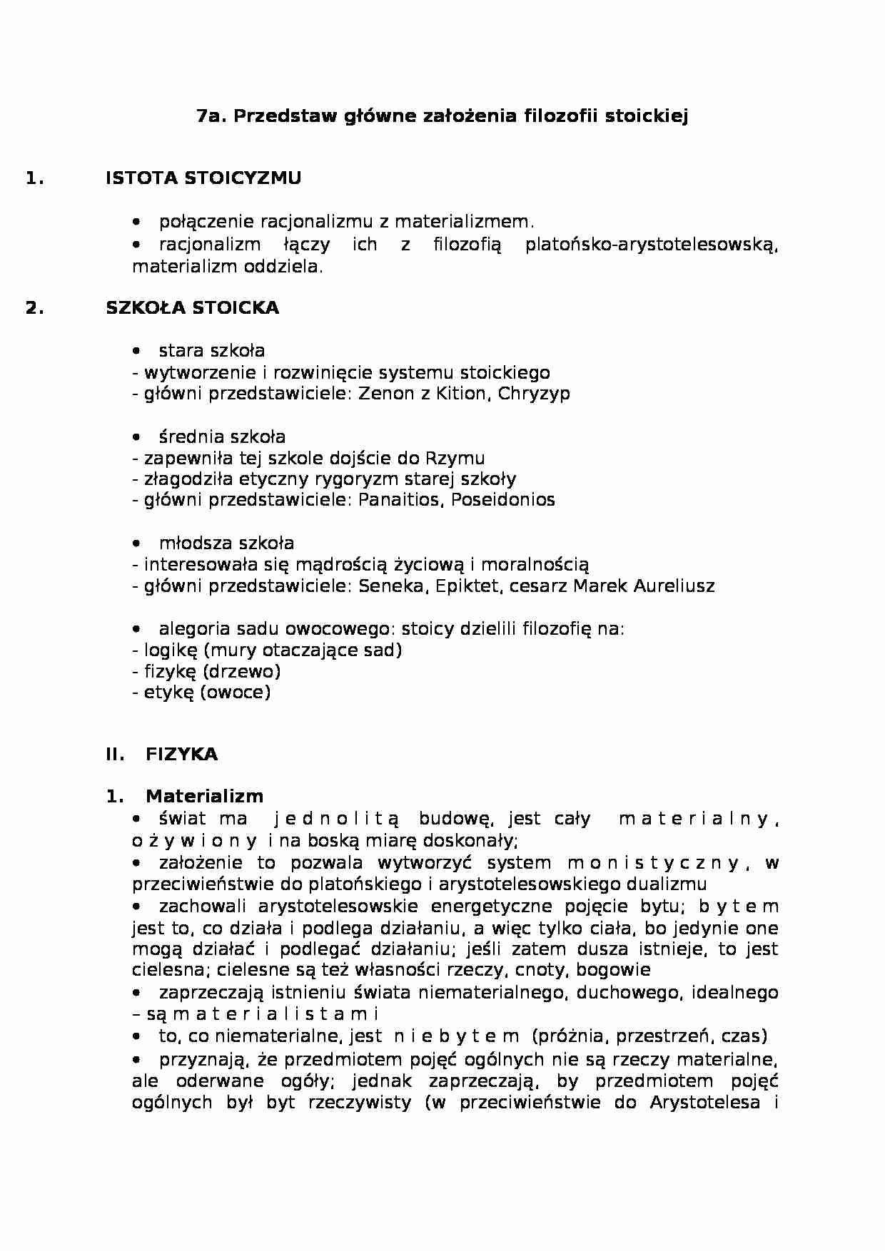 Główne założenia filozofii stoickiej - strona 1