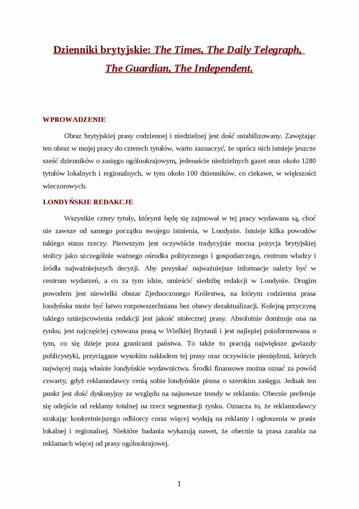 Dzienniki brytyjskie - podział - strona 1