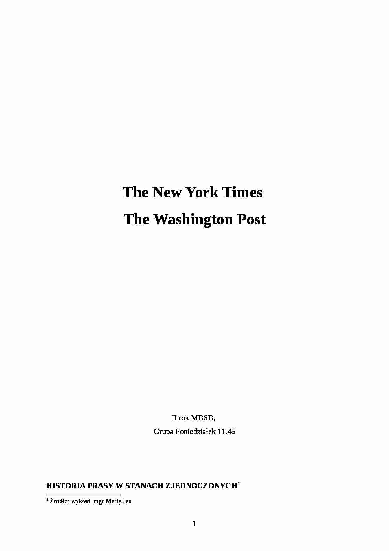New York Times i Washington Post - strona 1