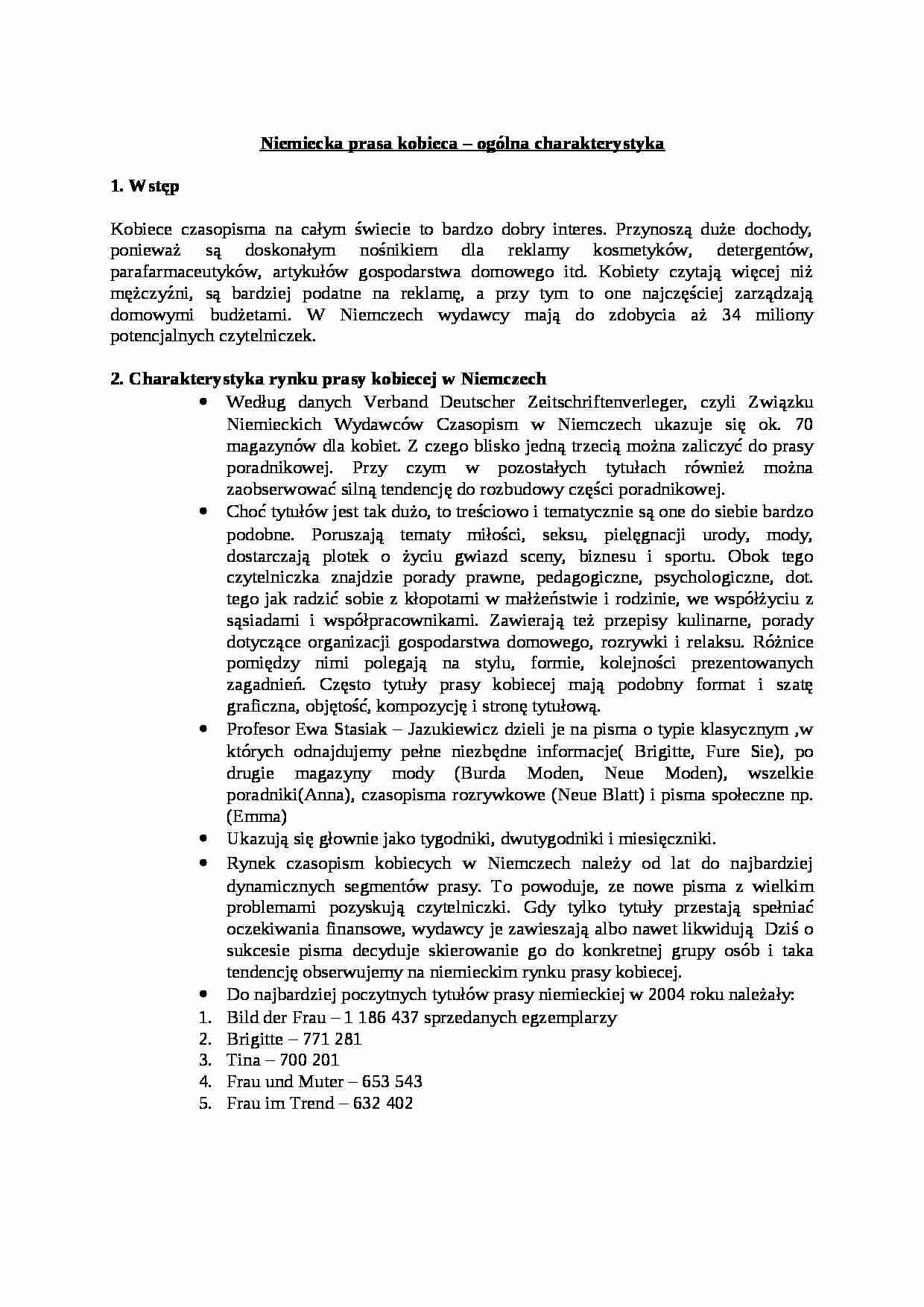 Niemiecka prasa kobieca - strona 1