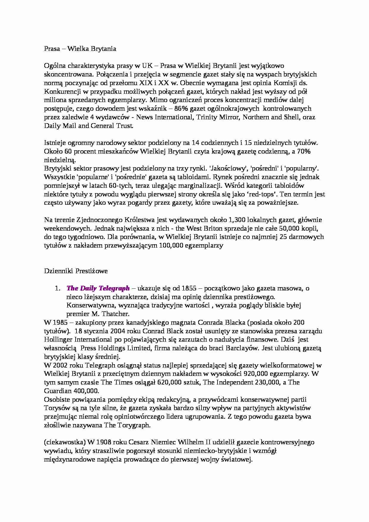 Prasa w Wielkiej Brytanii - strona 1