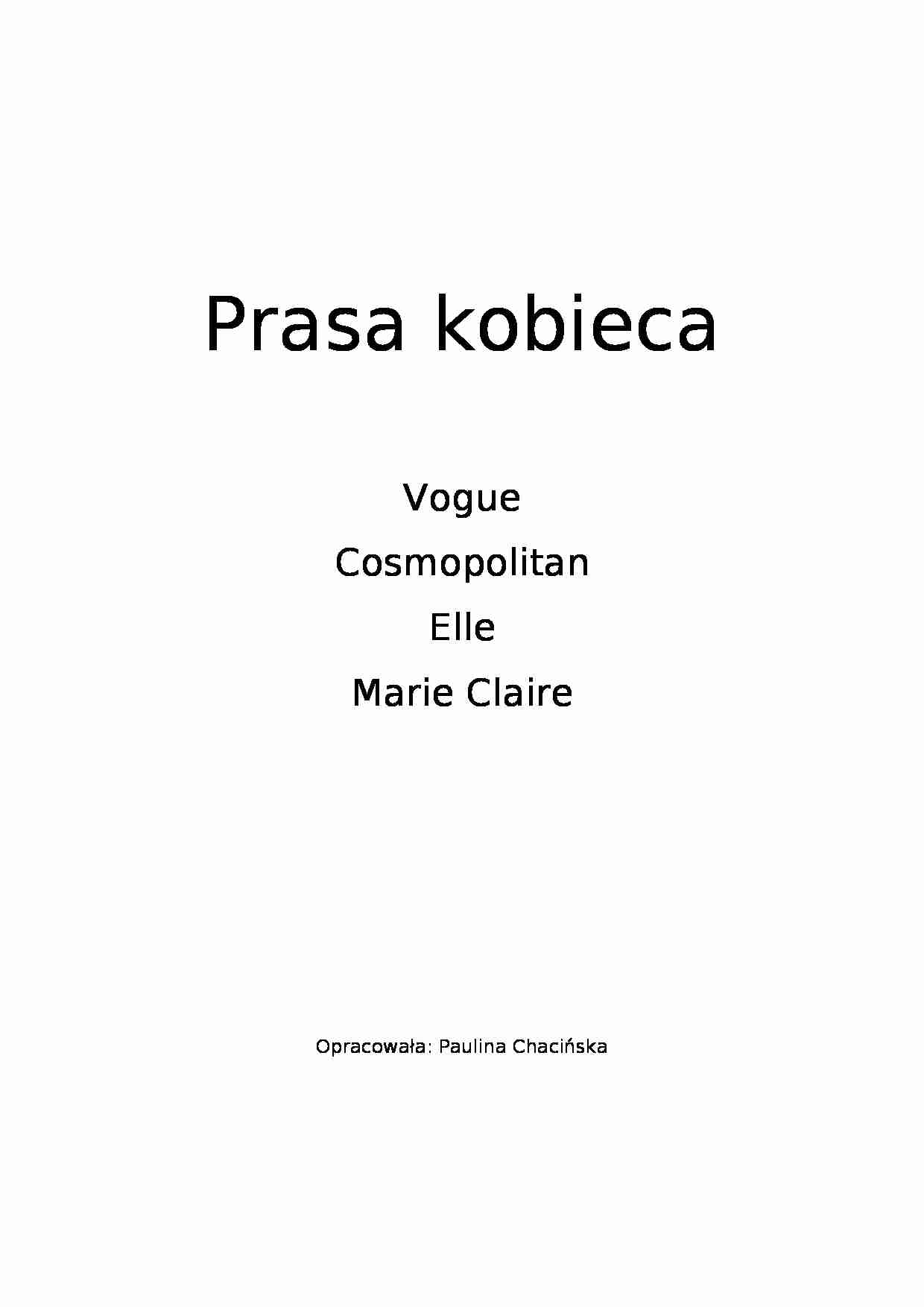 Prasa kobieca - podział - strona 1