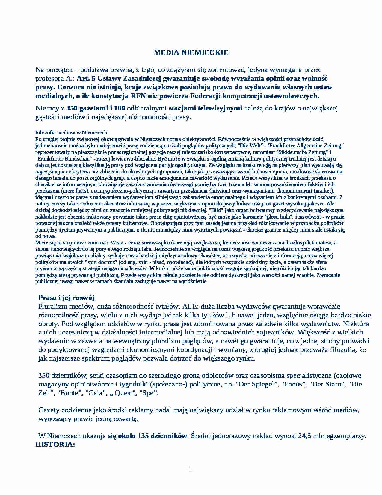 Media niemieckie - opracowanie - strona 1