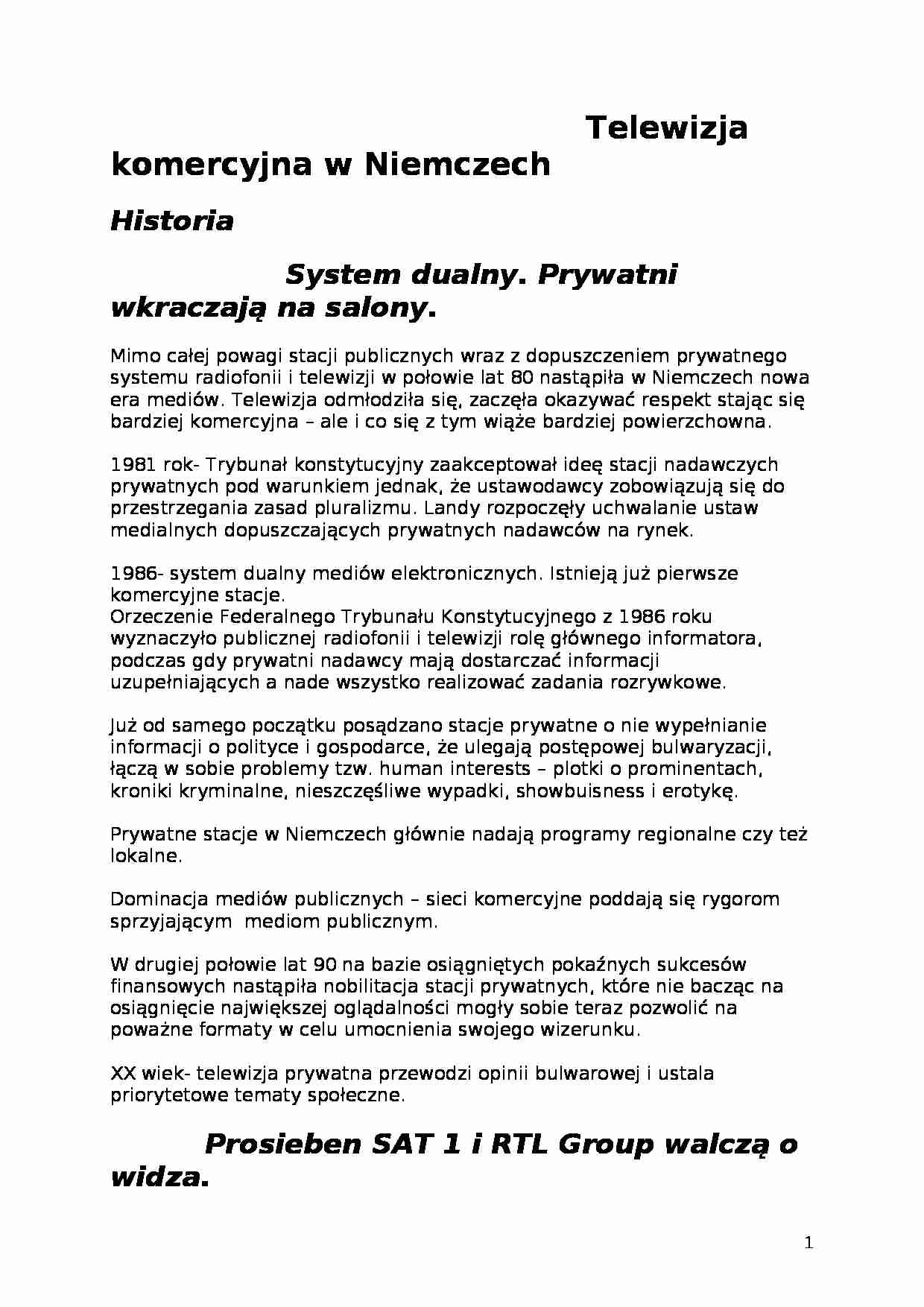 Telewizja komercyjna w Niemczech - strona 1