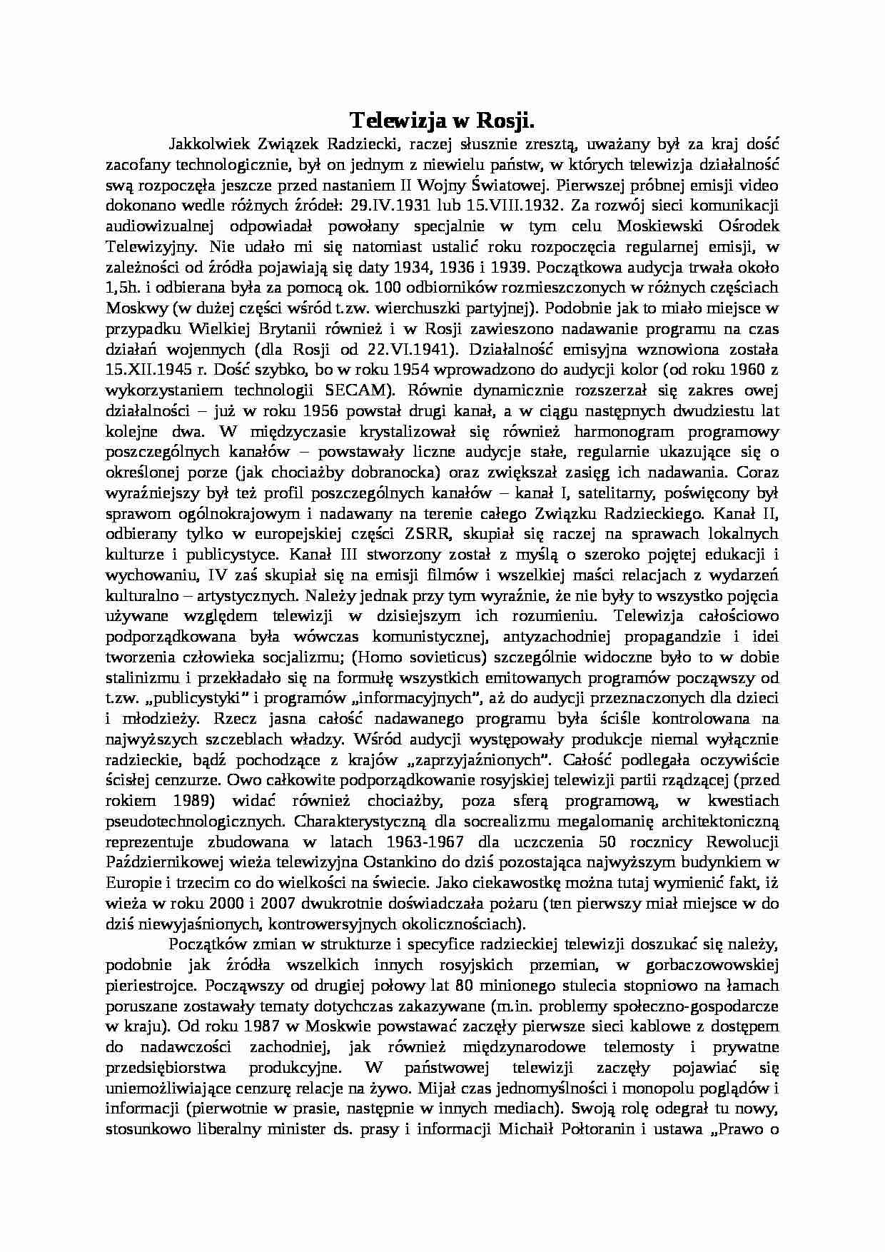 Telewizja w Rosji - strona 1