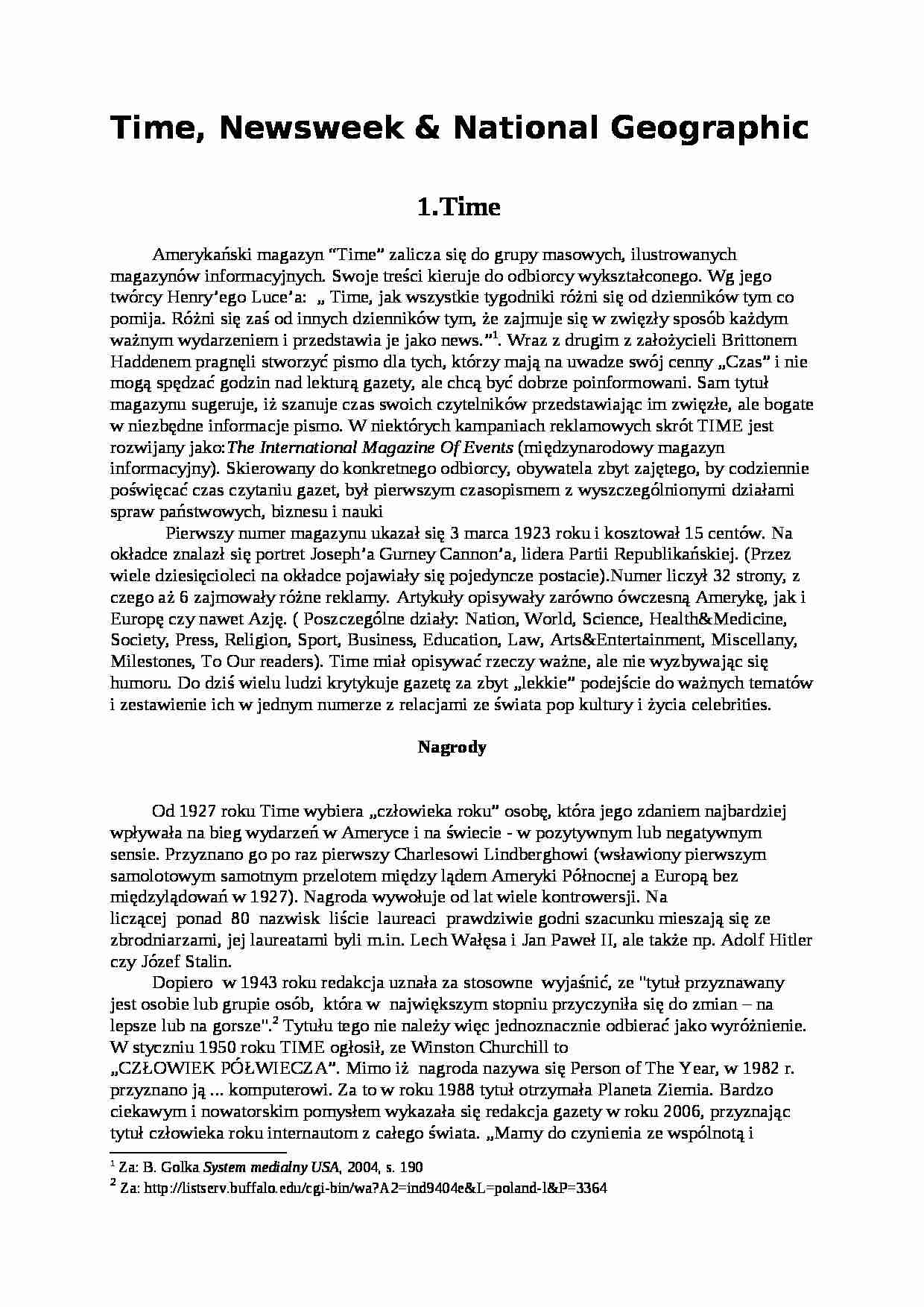 Time, Newsweek & National Geographic - strona 1