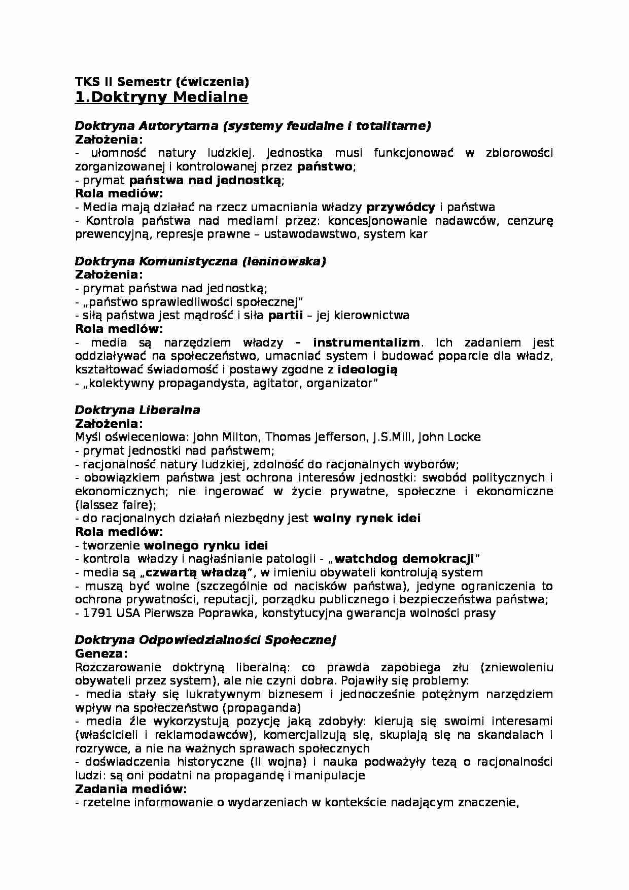 Doktryny medialne - omówienie - strona 1
