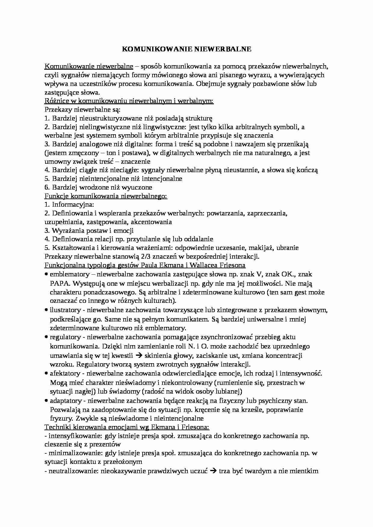 Komunikowanie niewerbalne - omówienie - strona 1