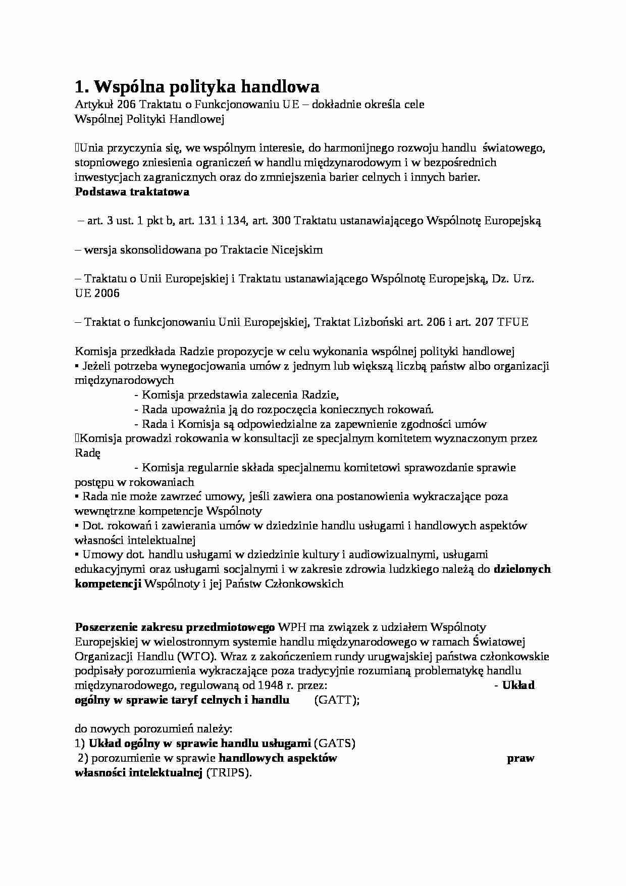 Wspólna polityka handlowa - strona 1