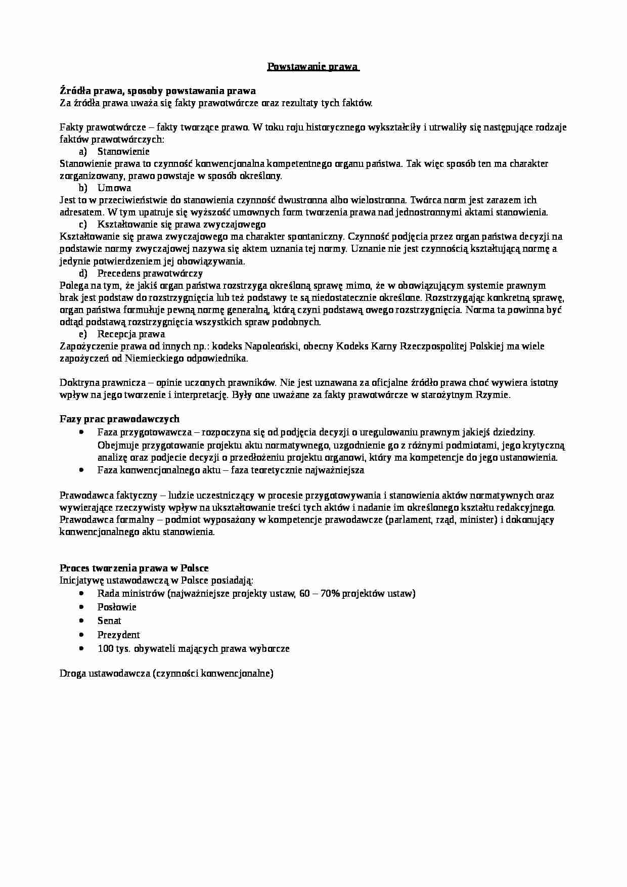 Powstawanie prawa, źródła prawa - strona 1
