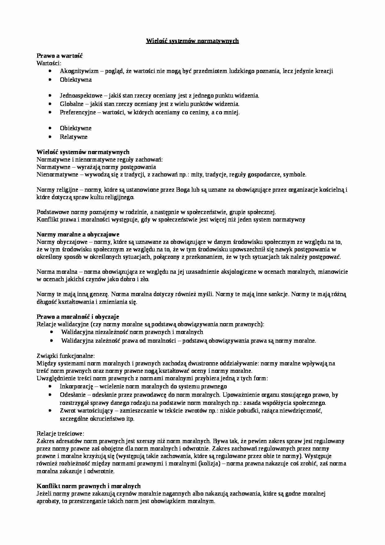 Wielość systemów normatywnych - strona 1
