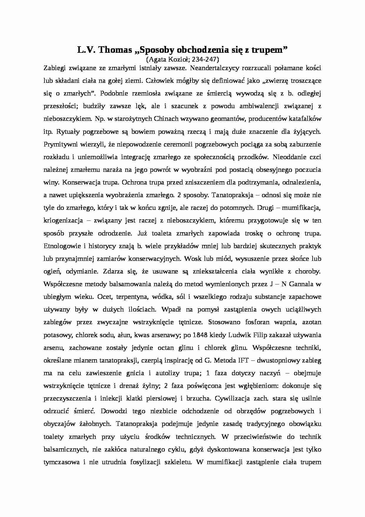 Opracowania, L.V. Thomas Sposoby obchodzenia się z trupem - strona 1