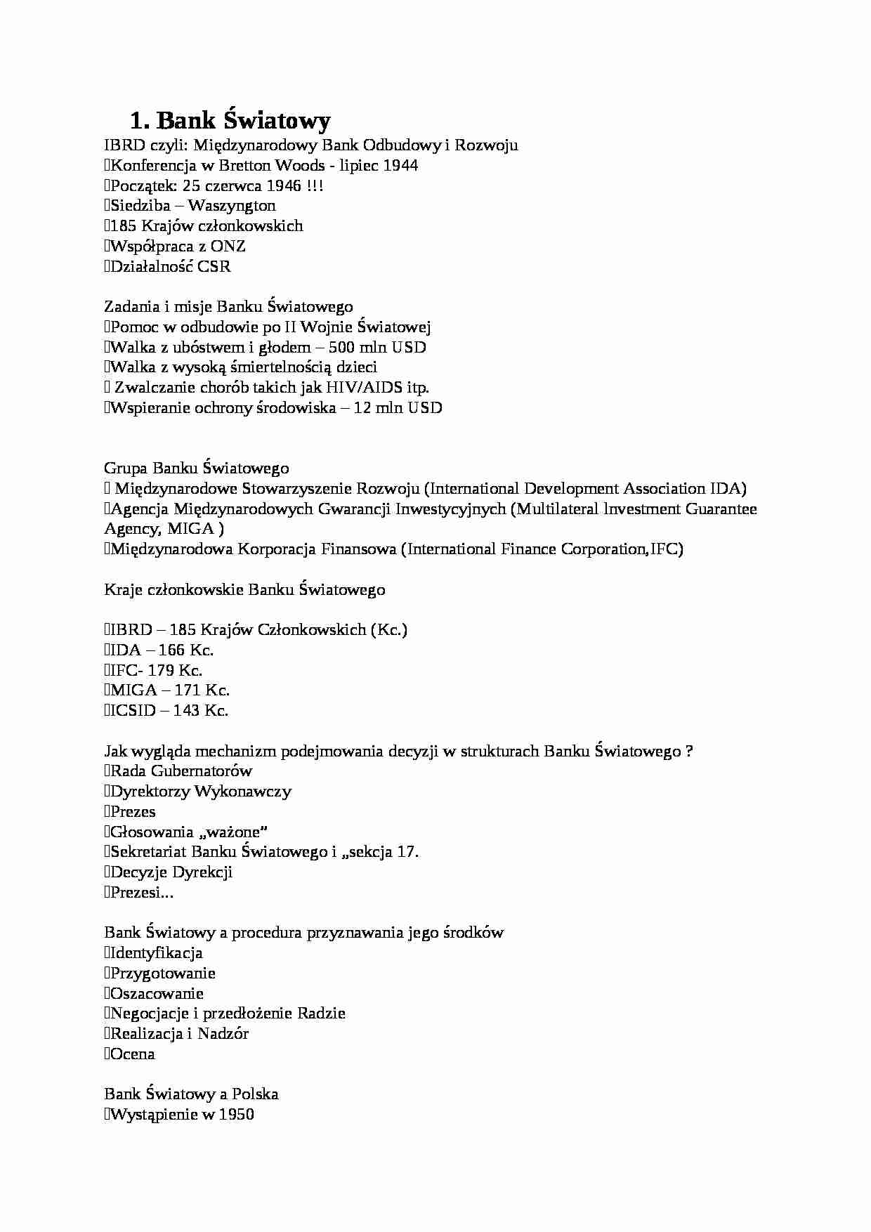 Bank Światowy  IBRD - strona 1