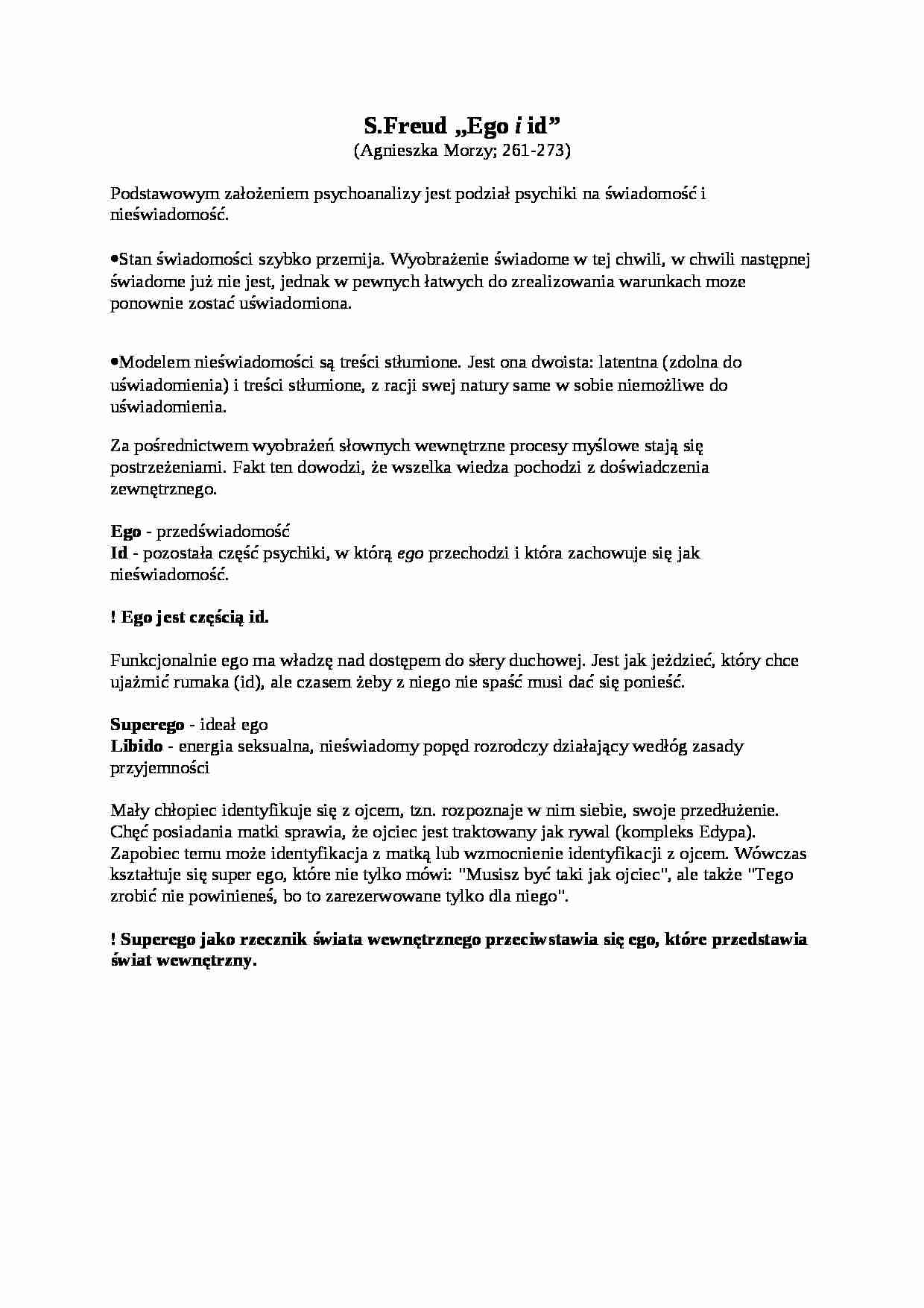 Opracowania, S.Freud -Ego i id - strona 1