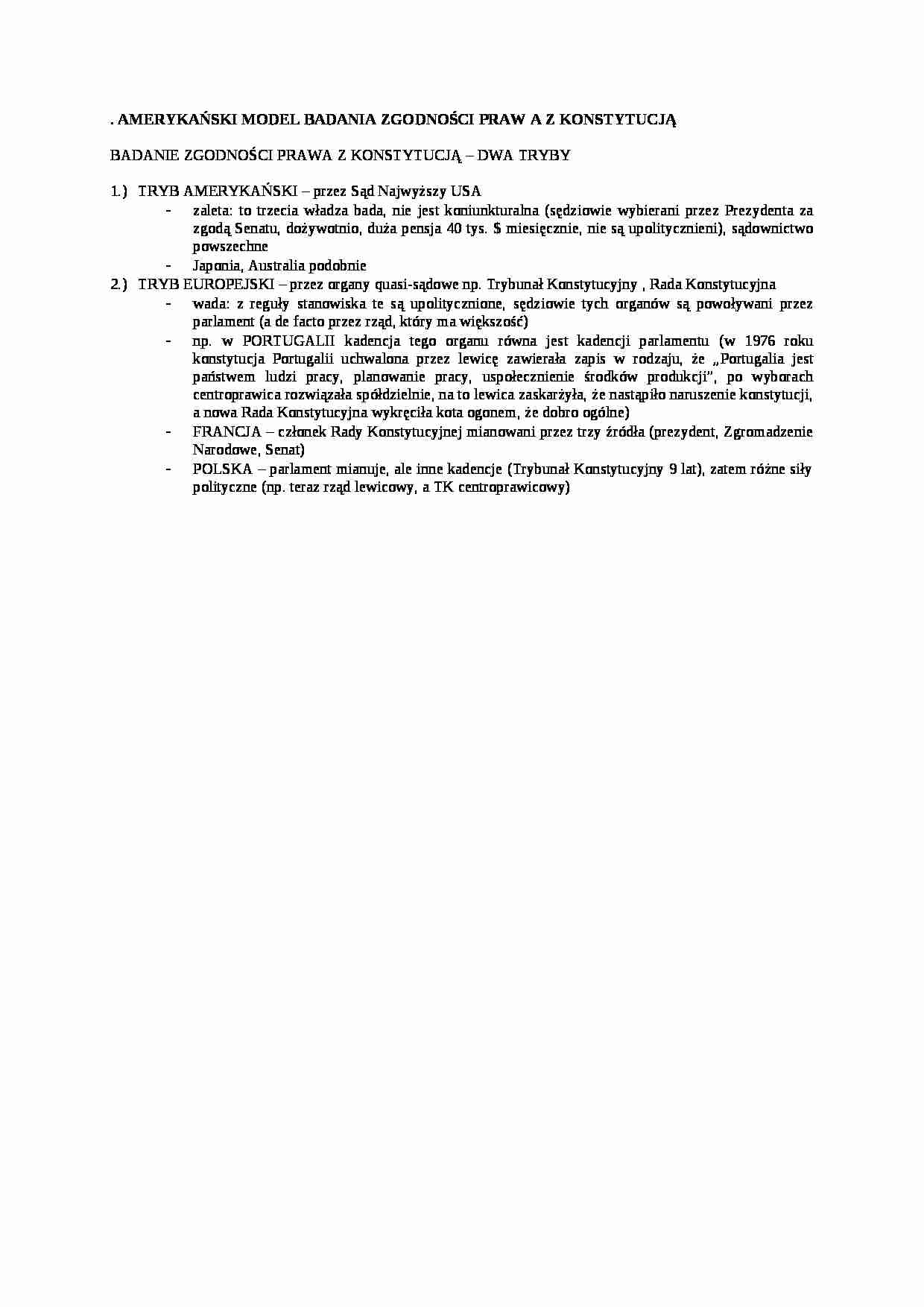 Amerykański model badania zgodności prawa z konstytucją - strona 1