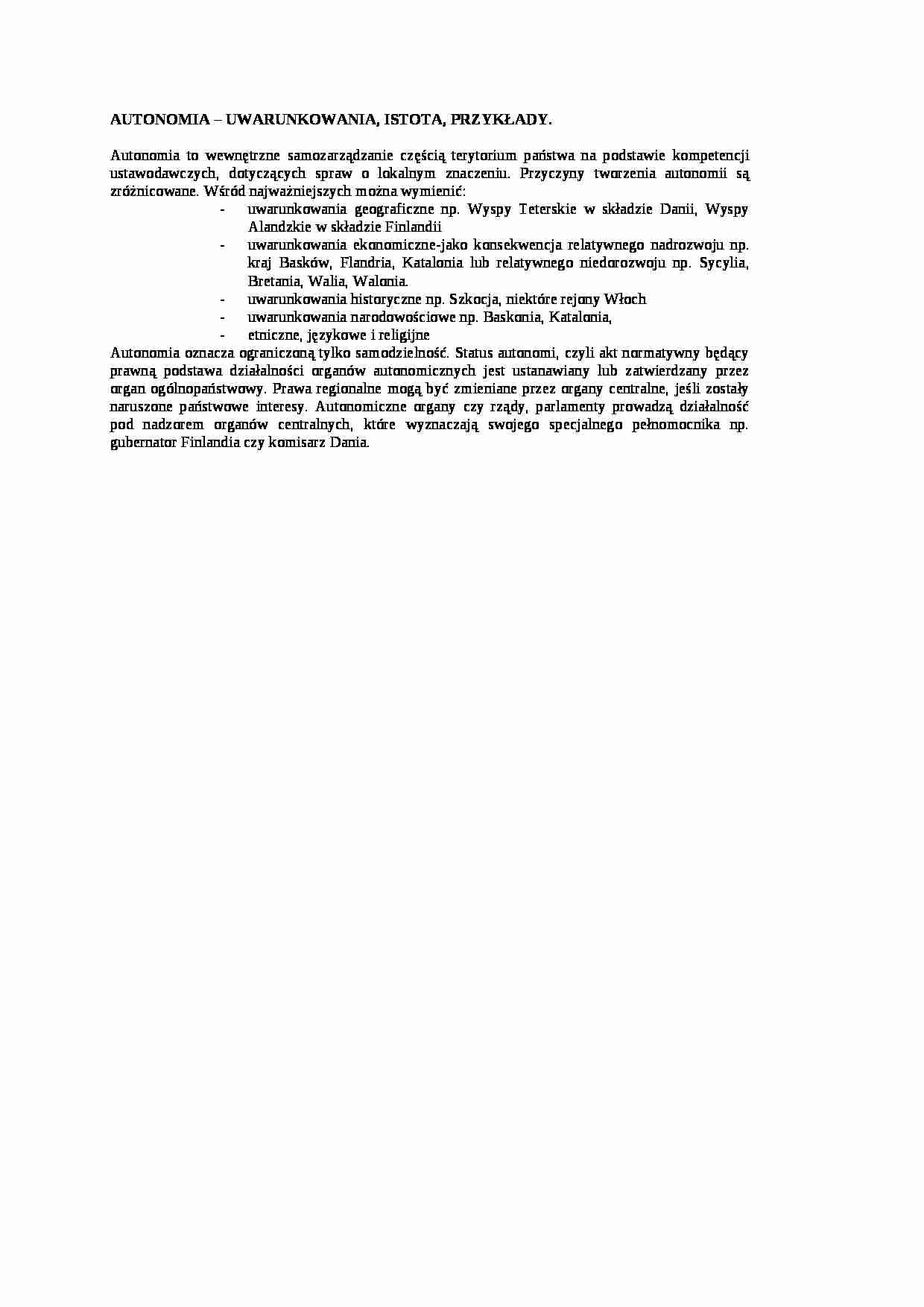 Autonomia-uwarunkowania, istota - strona 1