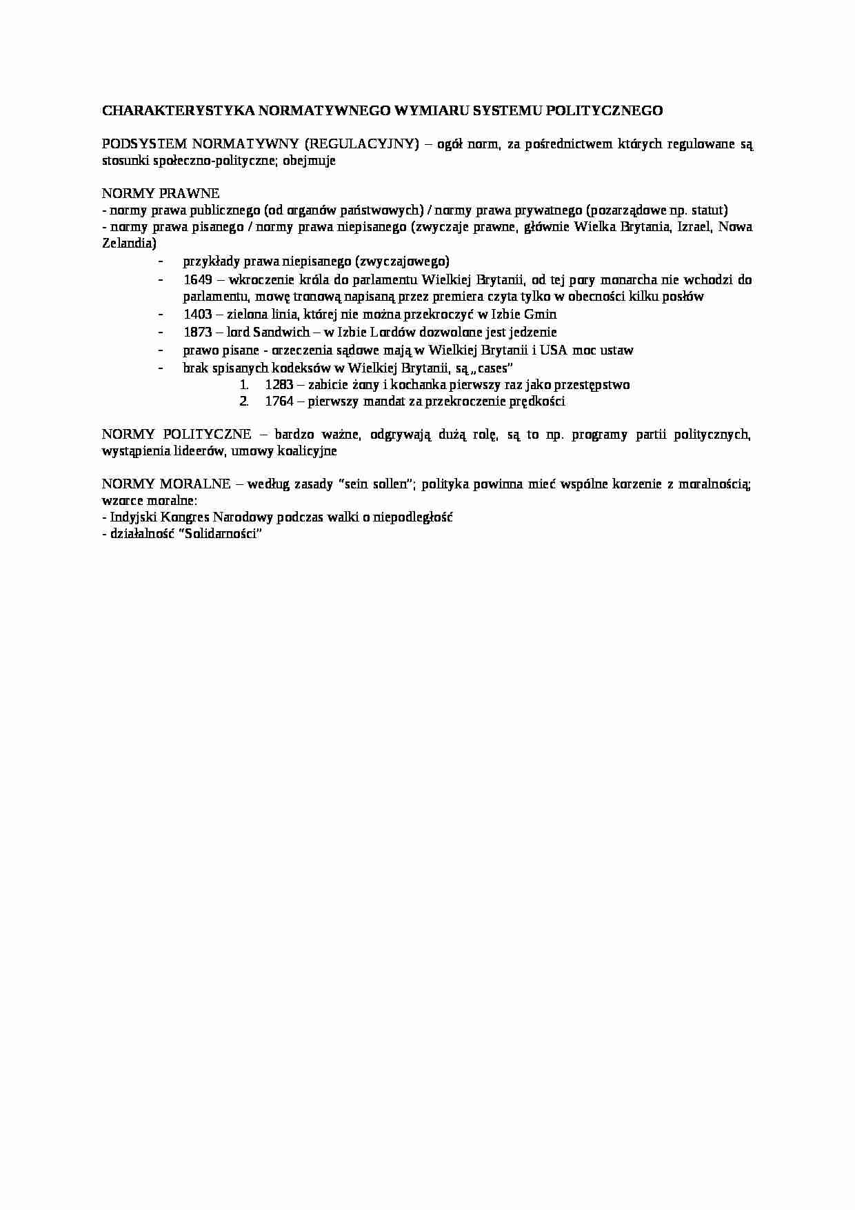 Normatywny wymiar systemu politycznego - strona 1