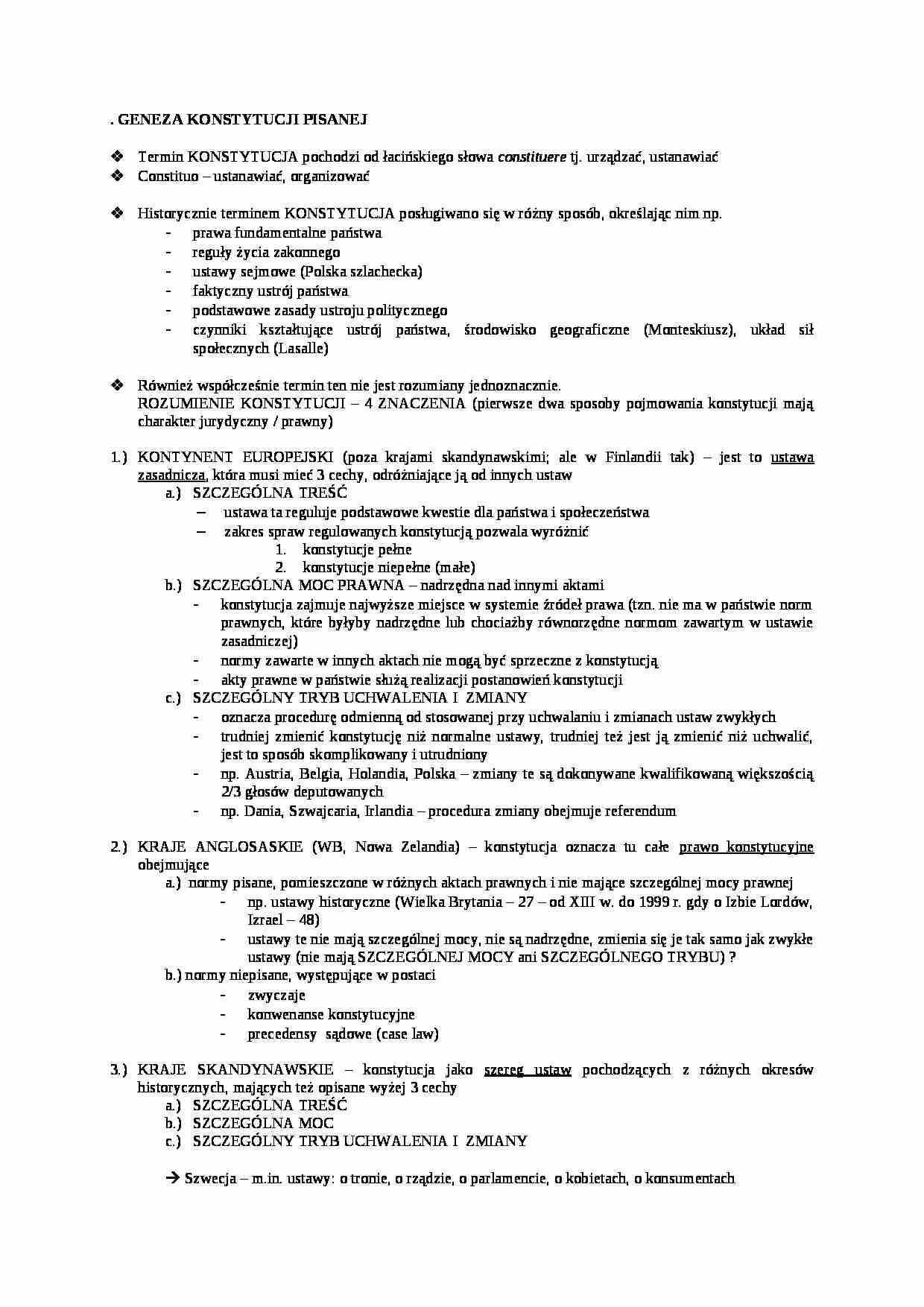 Geneza konstytucji pisanej - strona 1