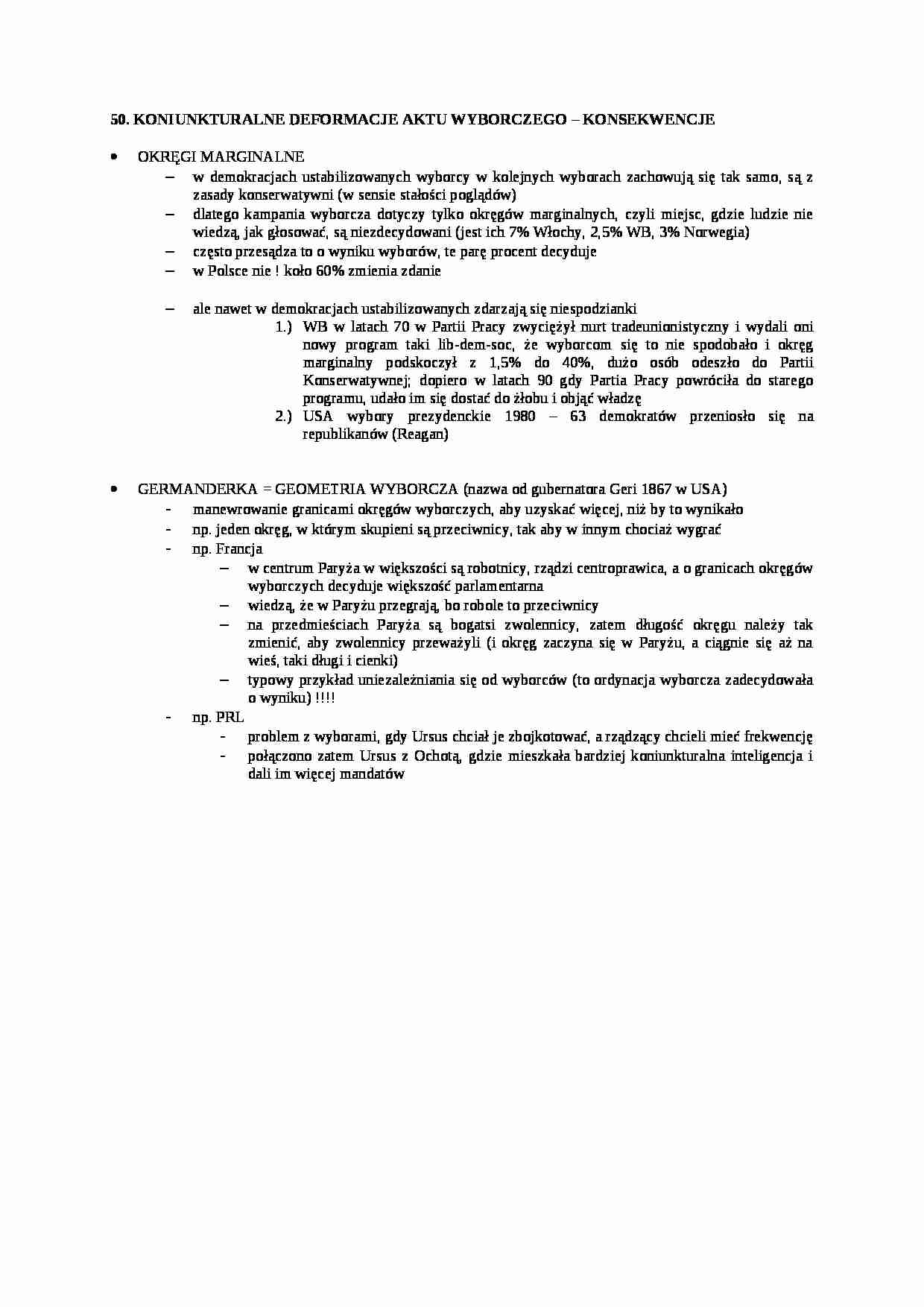 Koniunkturalne deformacje aktu wyborczego - strona 1