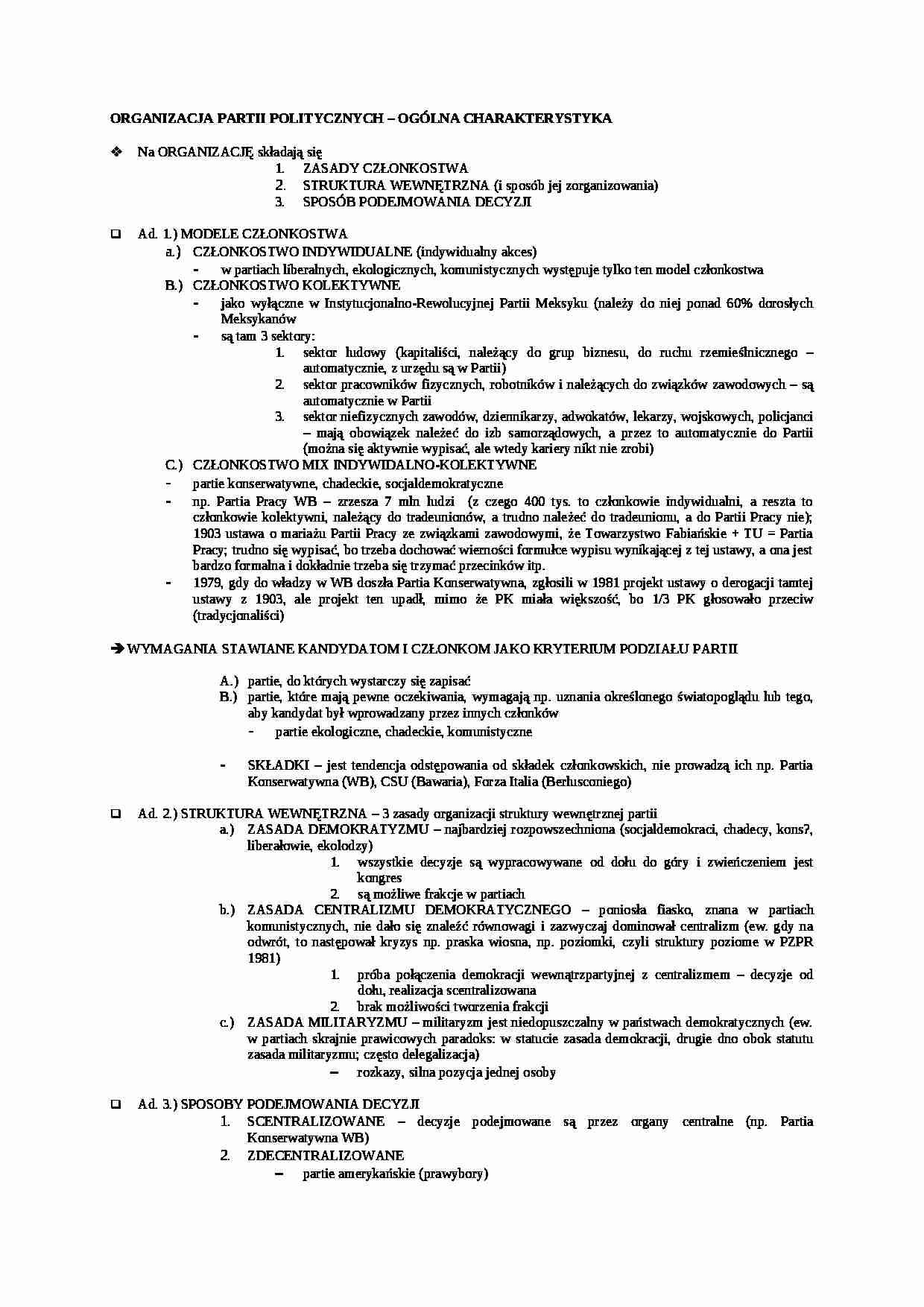 Organizacja partii politycznych - strona 1