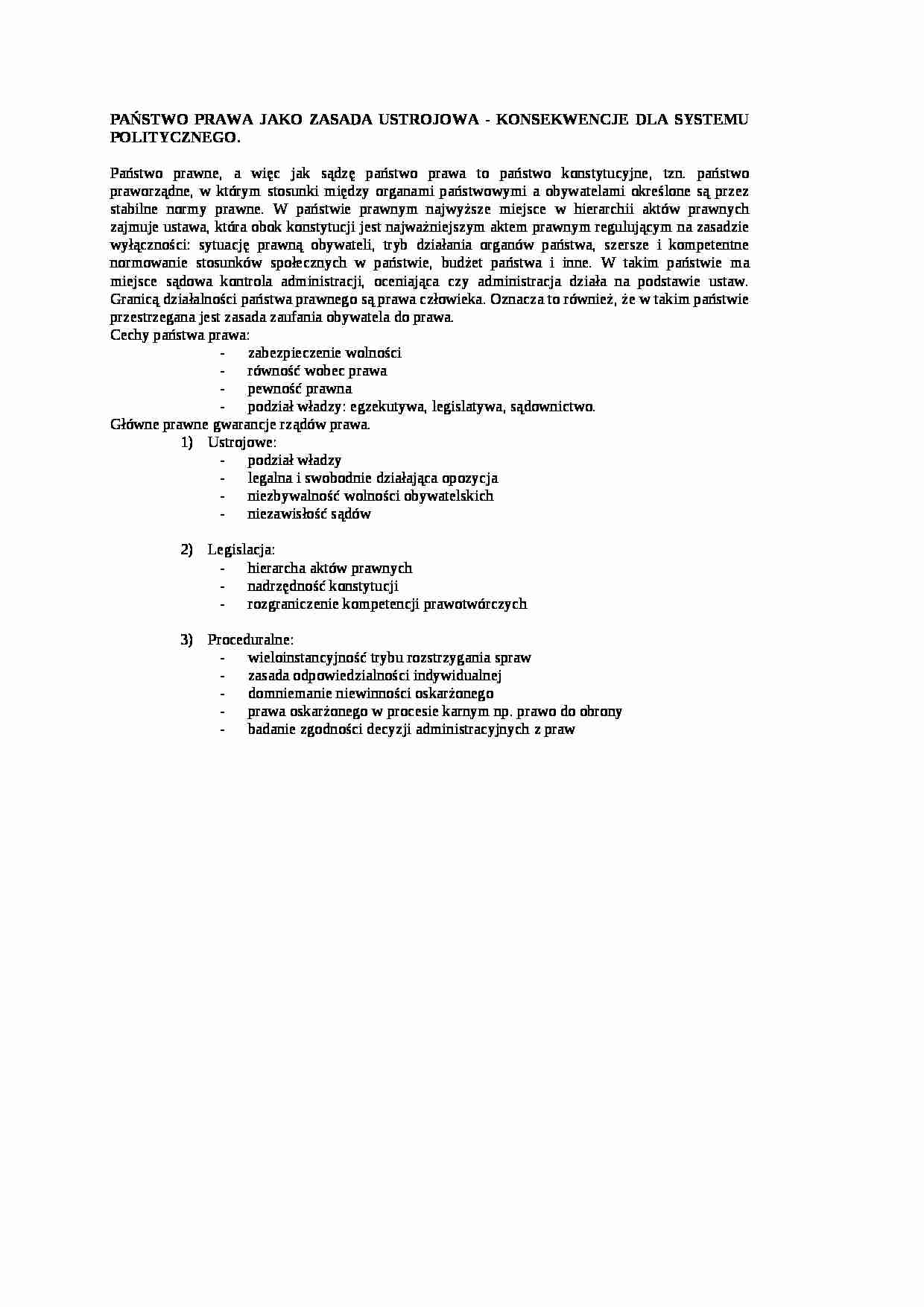 Państwo prawa jako zasada ustrojowa - strona 1