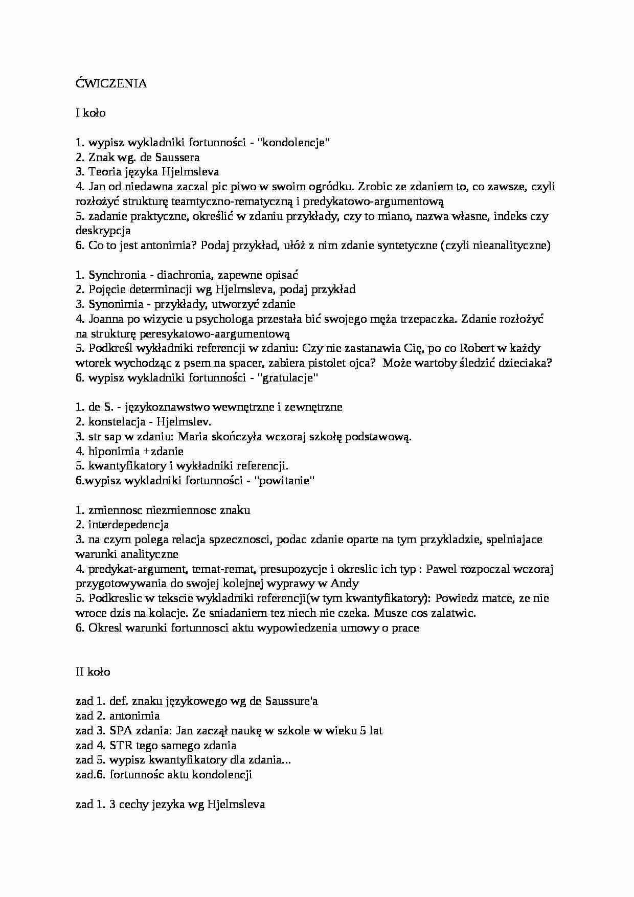 egzamin z Językoznawstwa ogólnego - strona 1