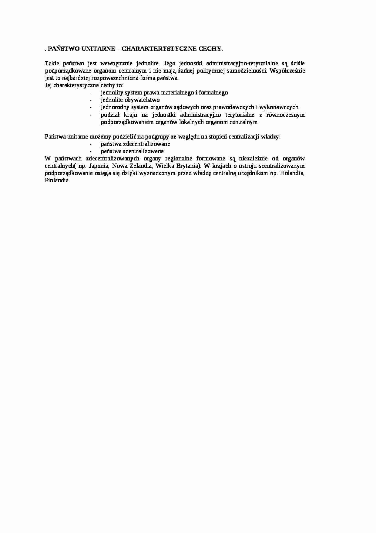 Państwo unitarne-charakterystyka - strona 1