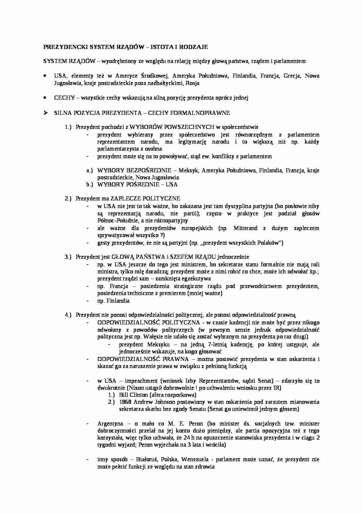Prezydenckim system rządów - strona 1