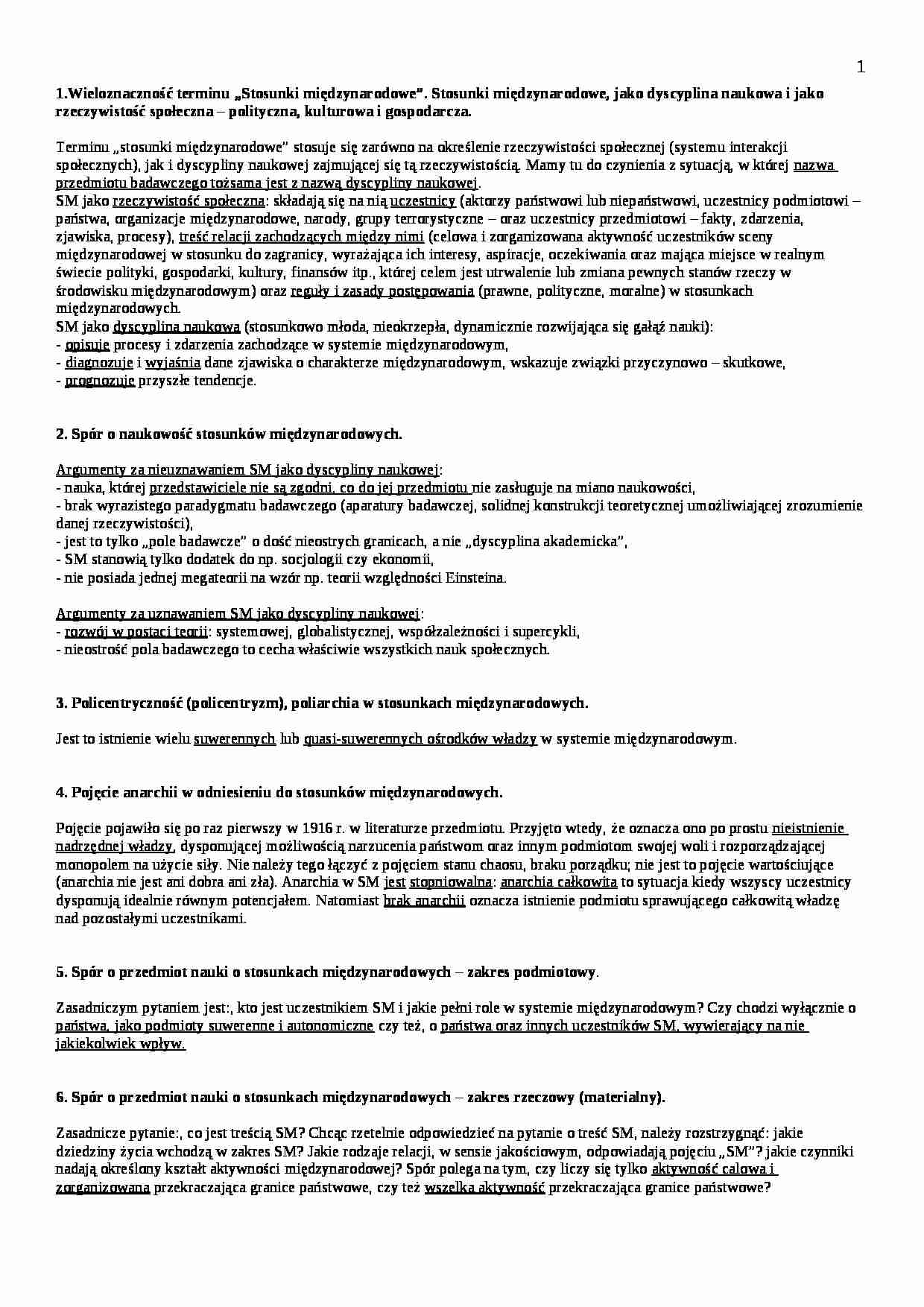 Stosunki międzynarodowe-wieloznaczność terminu - strona 1