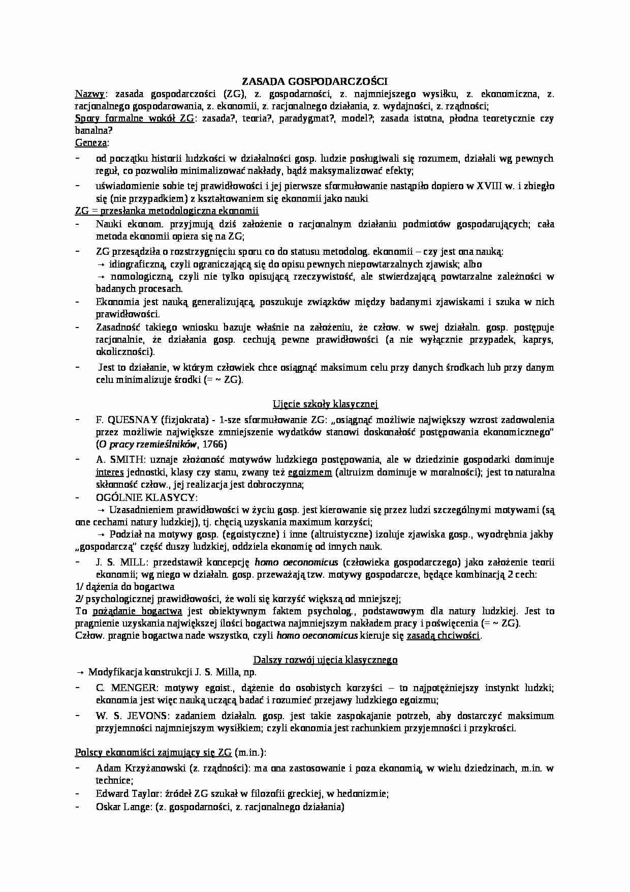 Zasada gospodarczości - strona 1