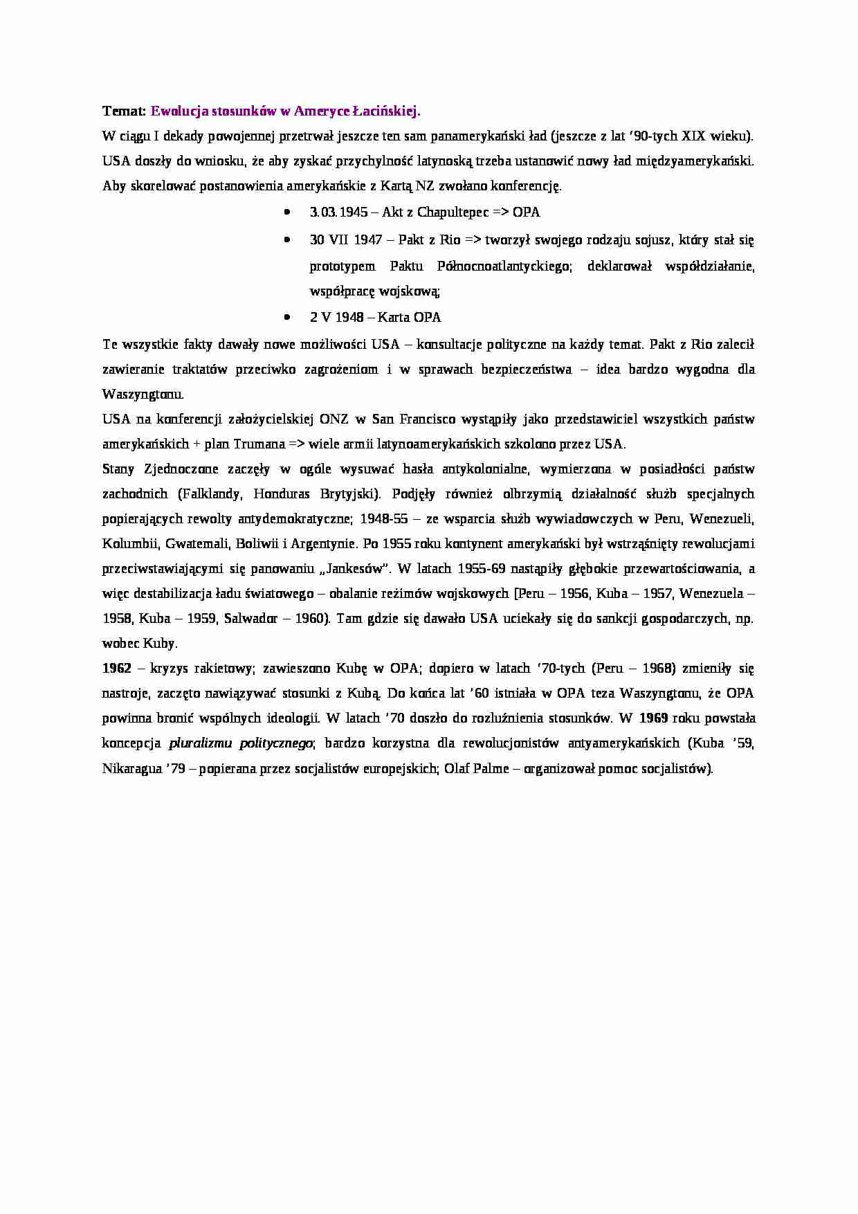Ewolucja stosunków w Ameryce Łacińskiej - strona 1