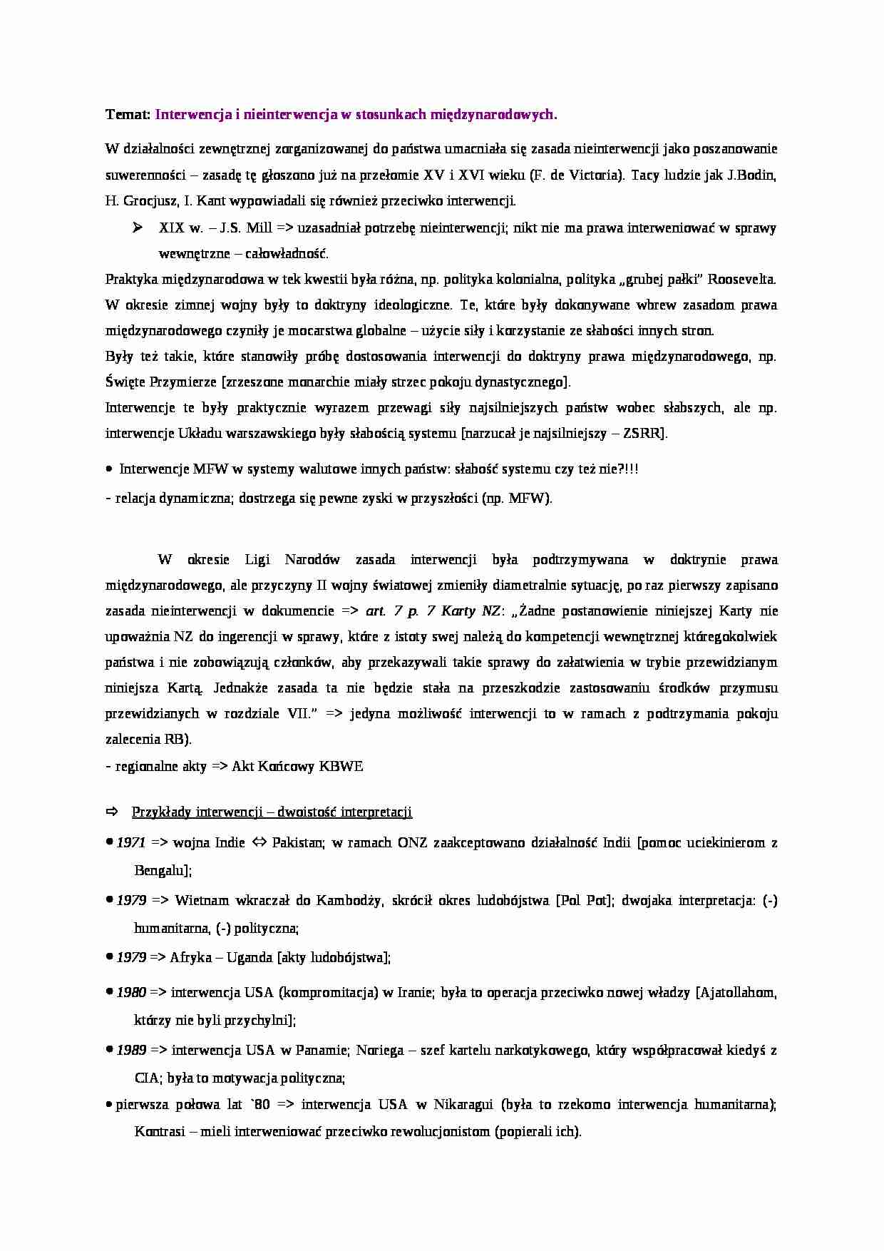 Interwencja i nieinterwencja w stosunkach międzynarodowych - strona 1
