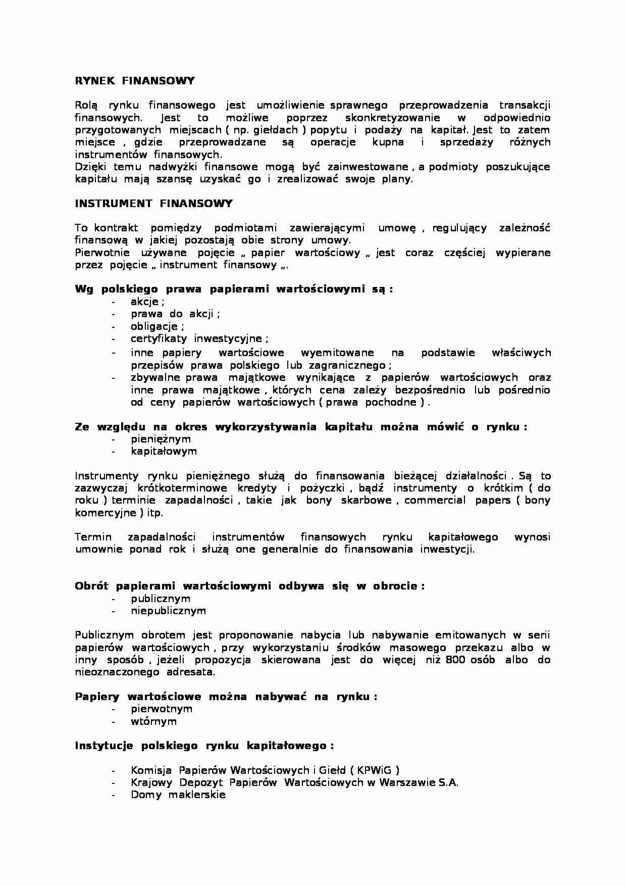 Rynek finansowy - strona 1