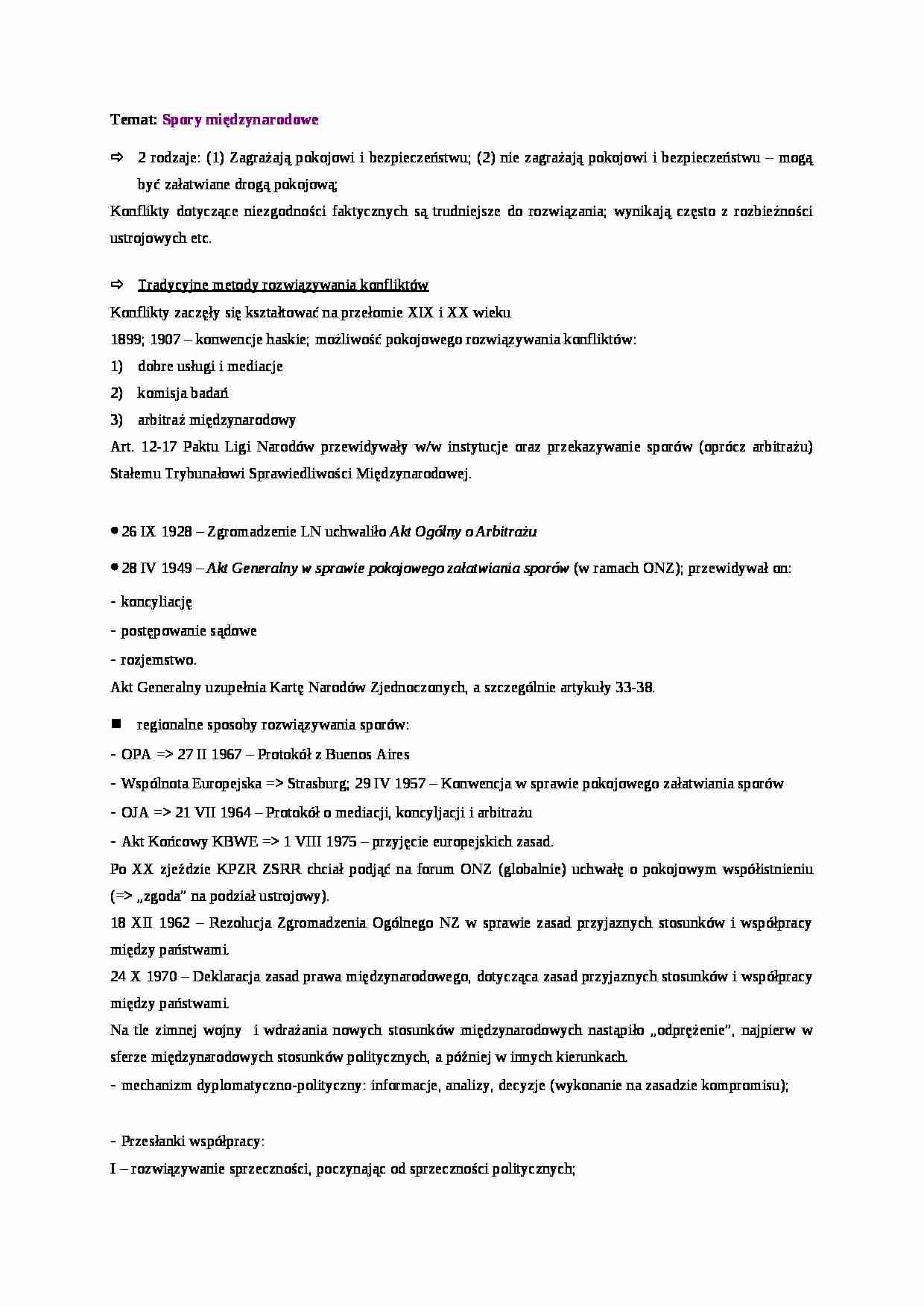 Spory międzynarodowe-rodzaje - strona 1