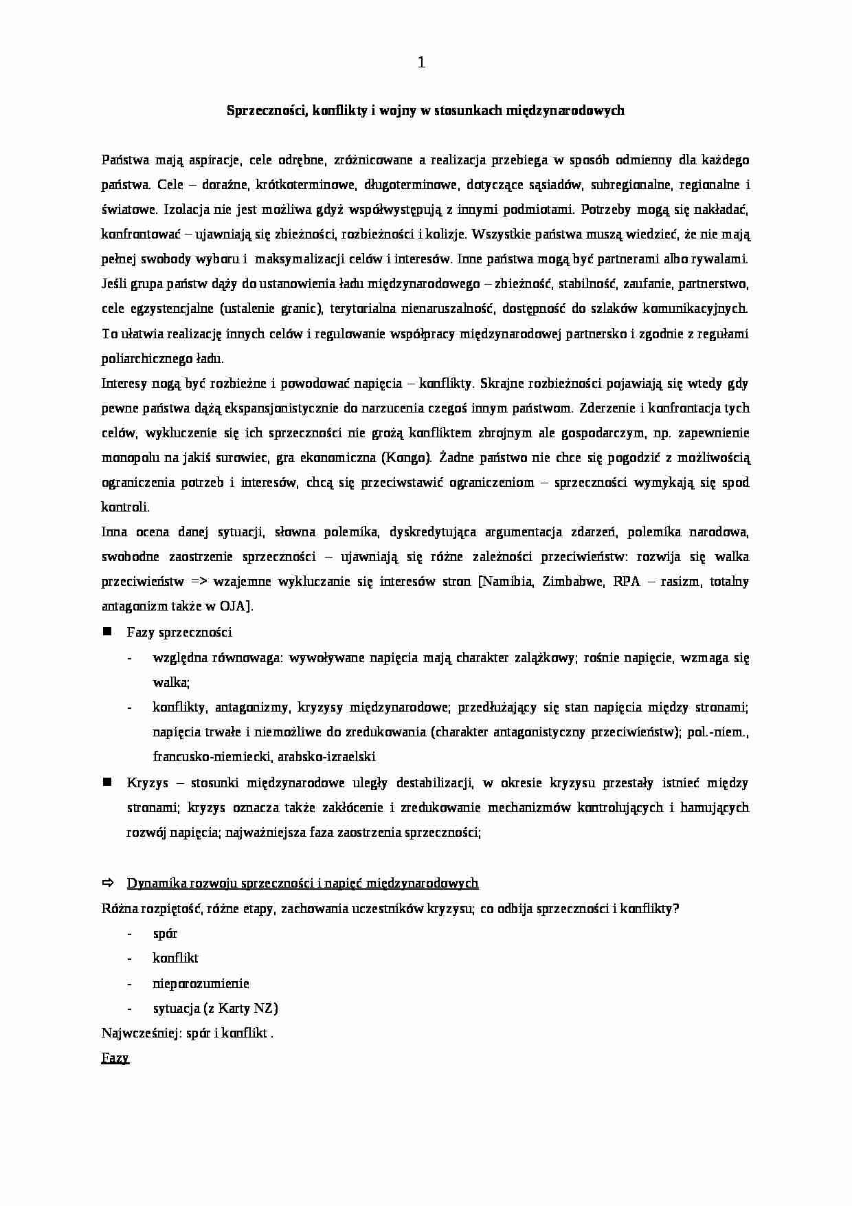 Sprzeczności, konflikty i wojny w stosunkach międzynarodowych - strona 1