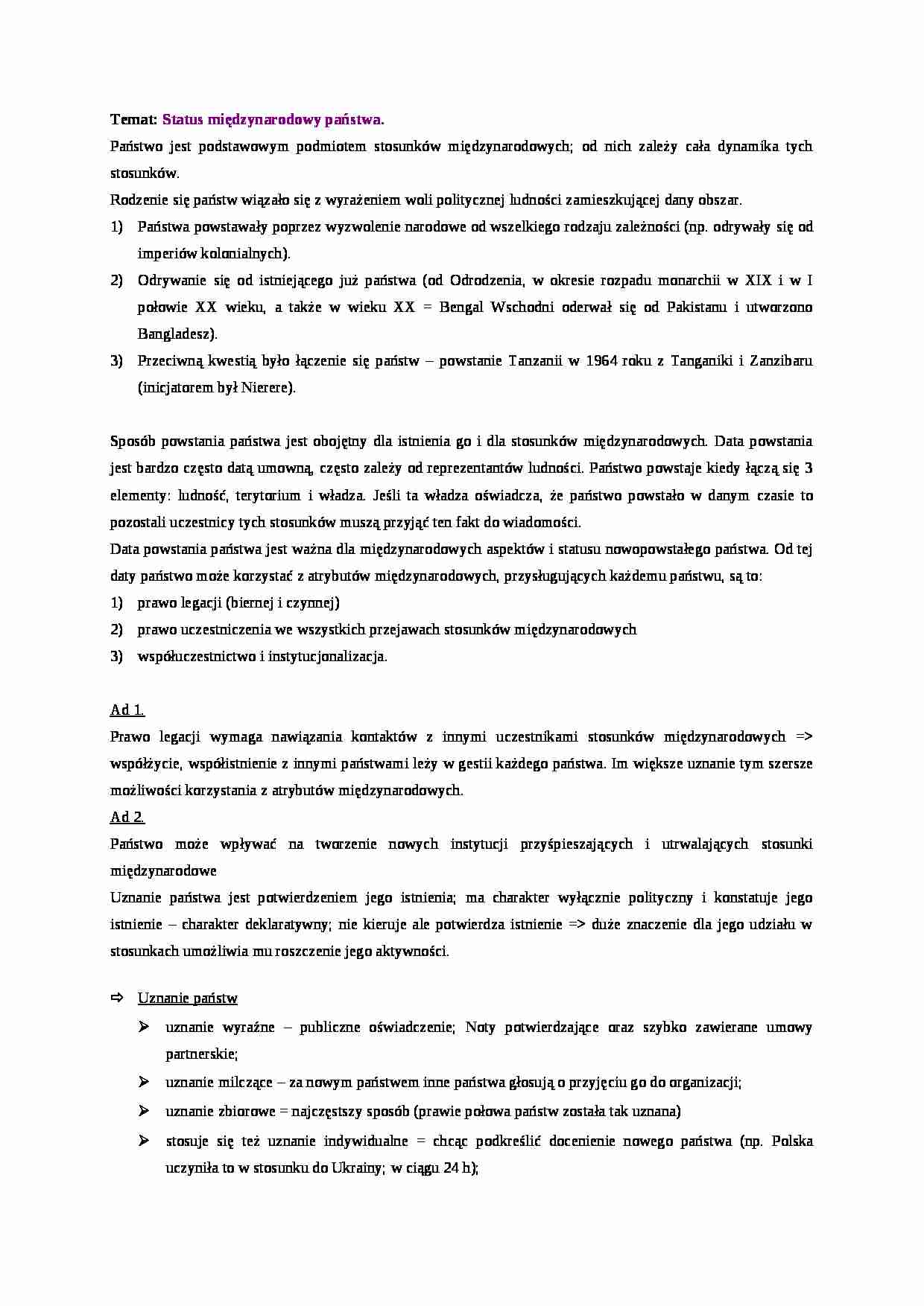 Status międzynarodowy państwa - strona 1