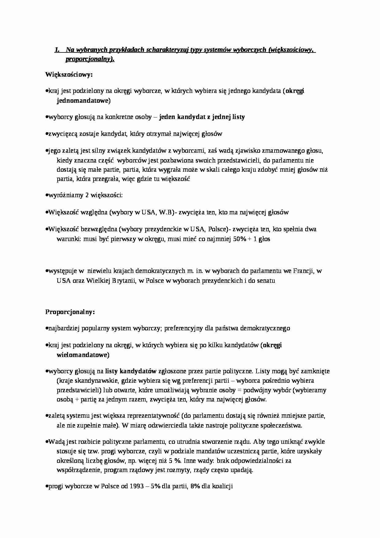  Typy systemów wyborczych - strona 1