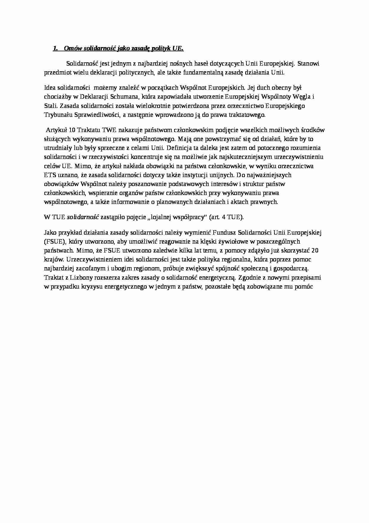  Solidarność jako zasada polityk UE - strona 1