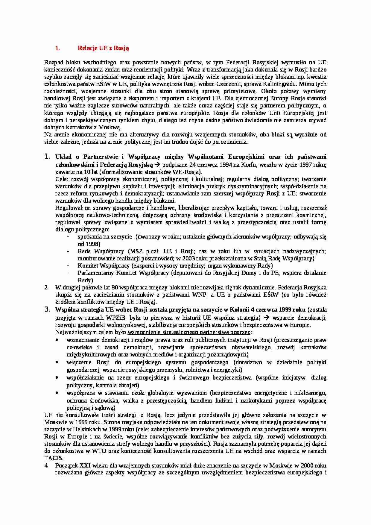  Relacje UE z Rosją - strona 1