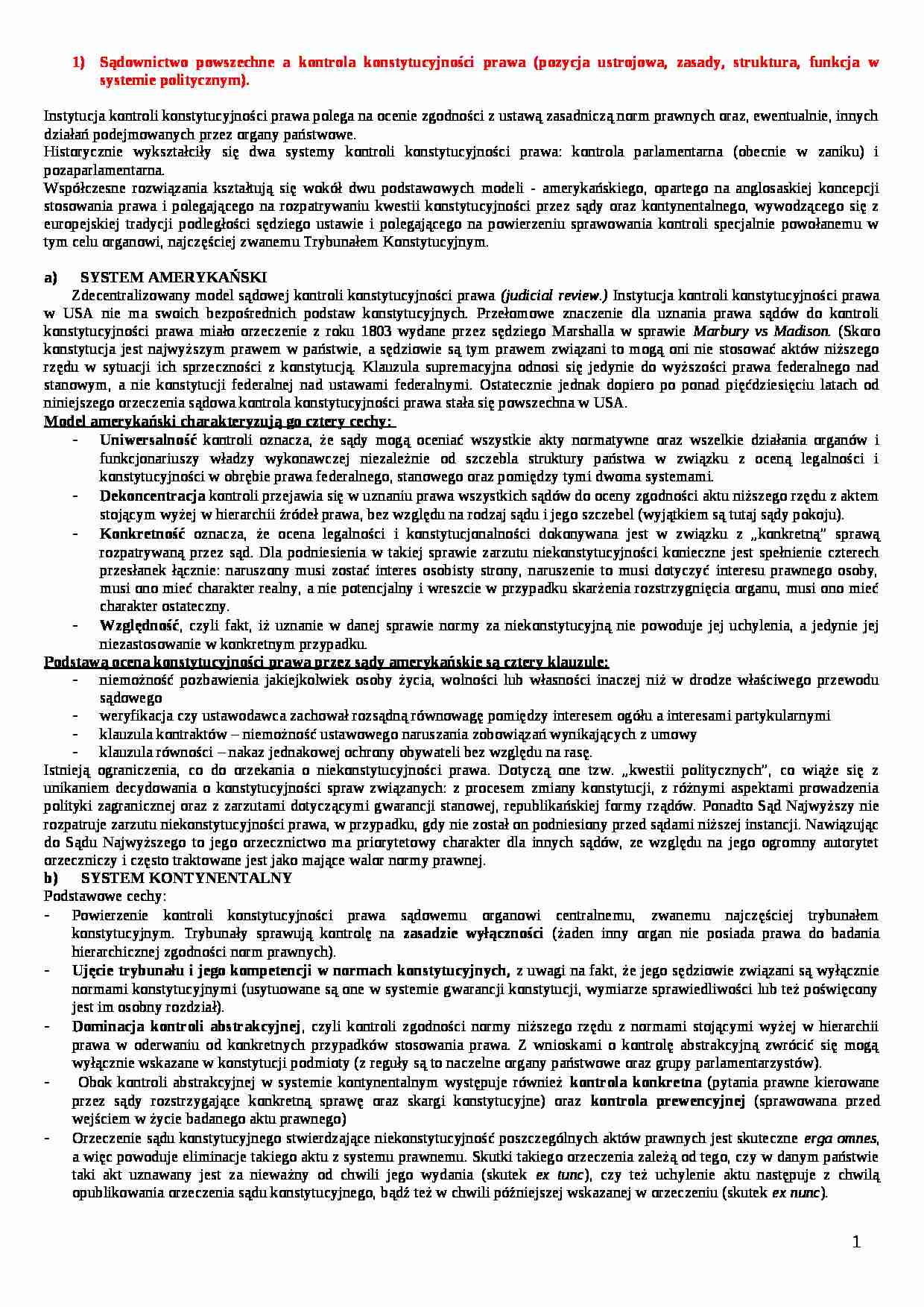  Sądownictwo powszechne a kontrola konstytucyjności prawa - strona 1