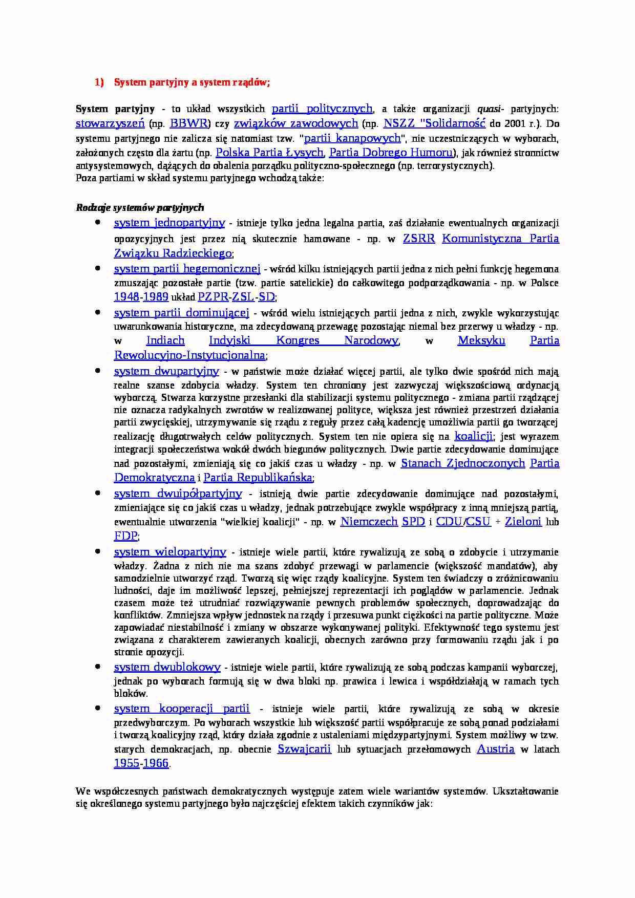  System partyjny a system rządów - strona 1