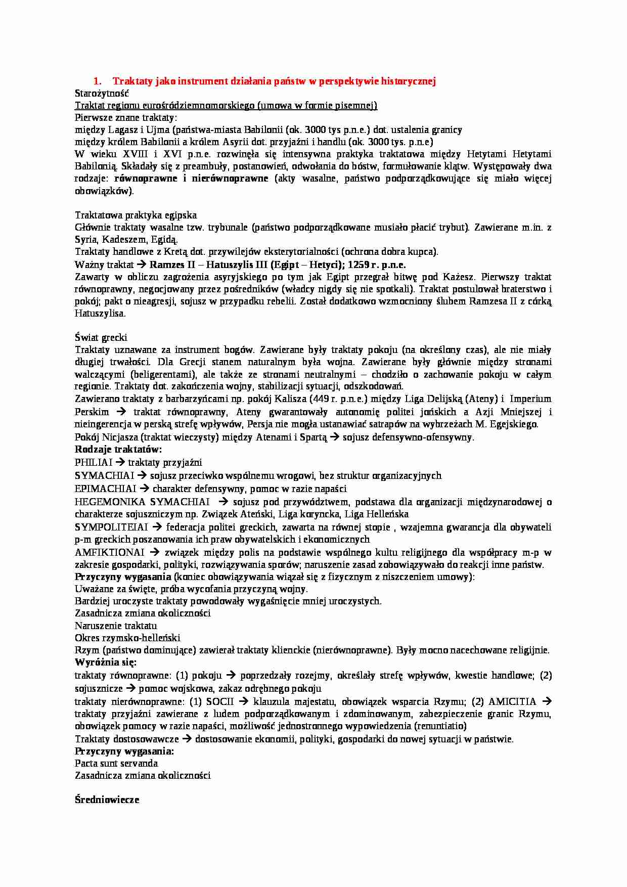   Traktaty jako instrument działania państw w perspektywie historycznej - strona 1