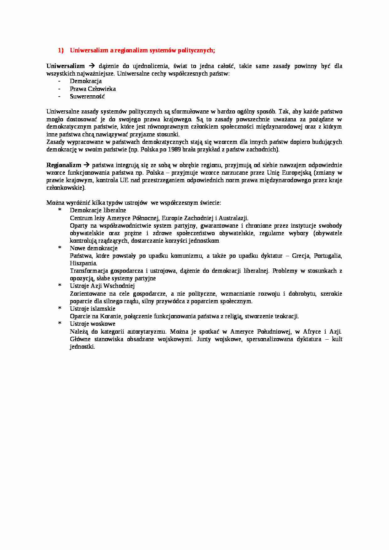   Uniwersalizm a regionalizm systemów politycznych - strona 1